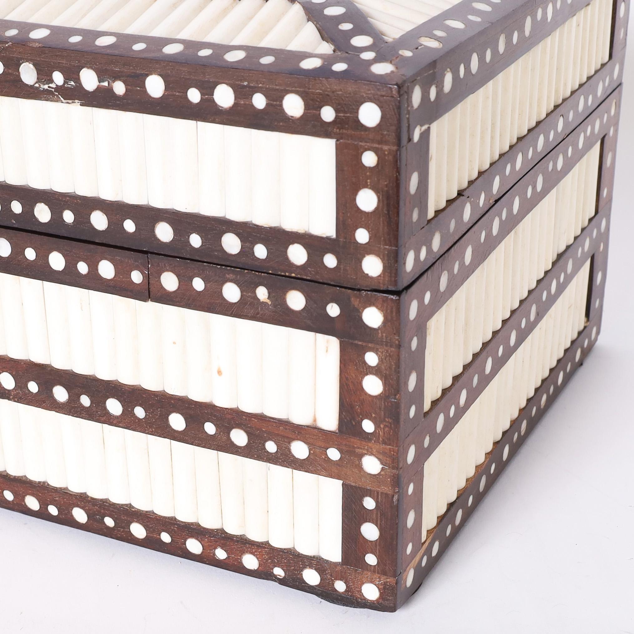 Bone Anglo Indian Inlaid Quill Box For Sale