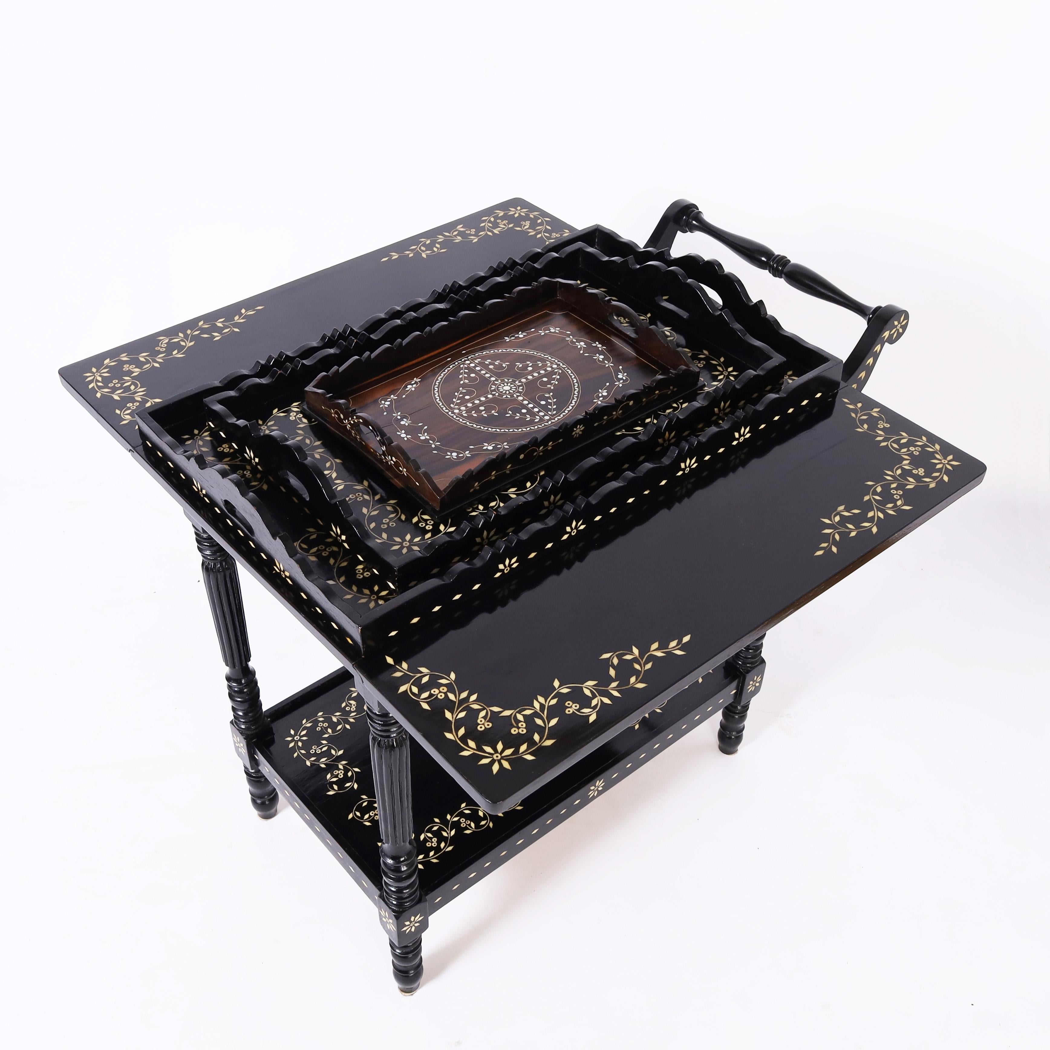 Anglo Indian Inlaid Server with Trays For Sale 1
