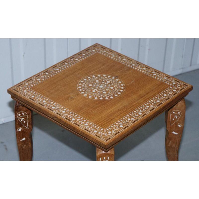 Anglo-Indian Anglo Indian Inlaid Teak Side Table For Sale