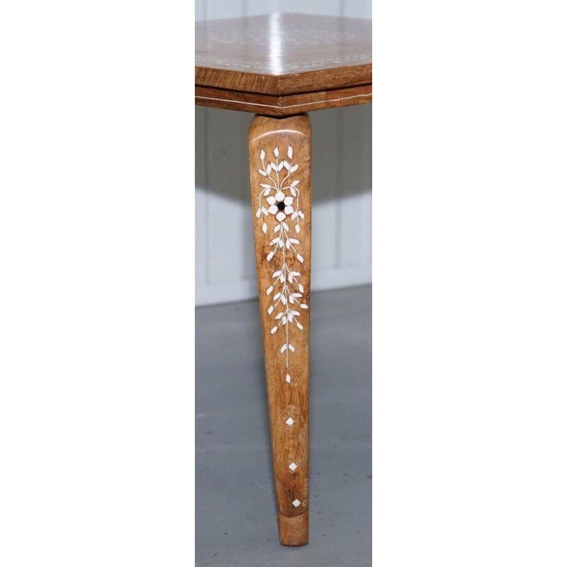 Hand-Crafted Anglo Indian Inlaid Teak Side Table For Sale