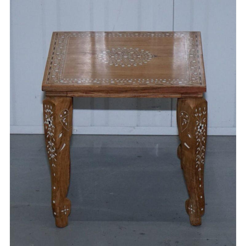 20th Century Anglo Indian Inlaid Teak Side Table For Sale