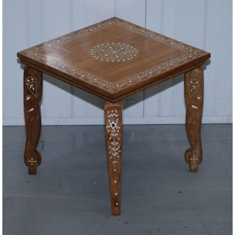 Anglo Indian Inlaid Teak Side Table For Sale 2