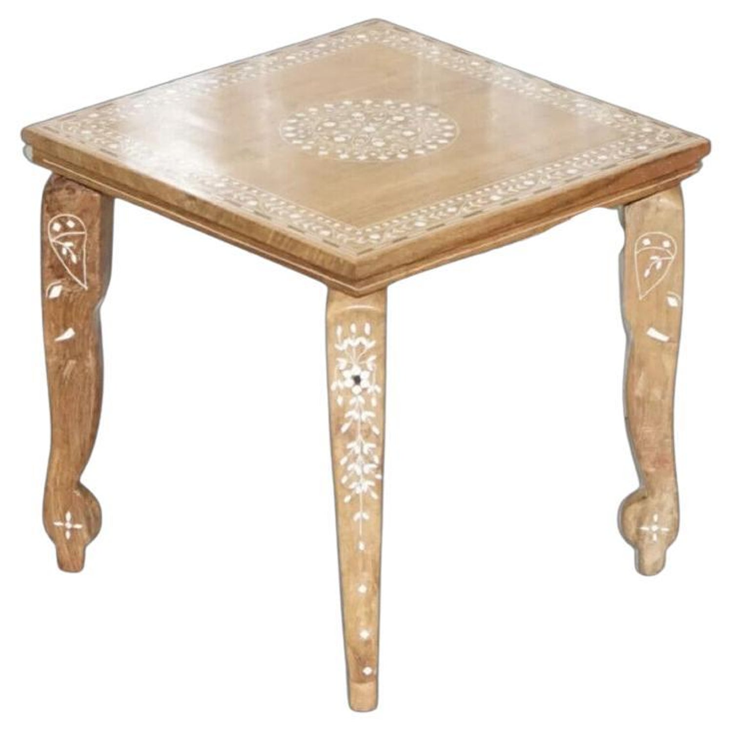 Anglo Indian Inlaid Teak Side Table For Sale at 1stDibs