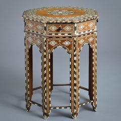 Anglo-Indian Ivory and Ebony-inlaid Octagonal Table
