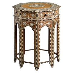 Anglo-Indian Ivory and Ebony-inlaid Octagonal Table