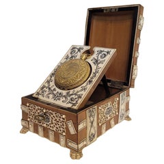 Antique Anglo-Indian Jewerly box with ormolu fob for a clock , Victorian