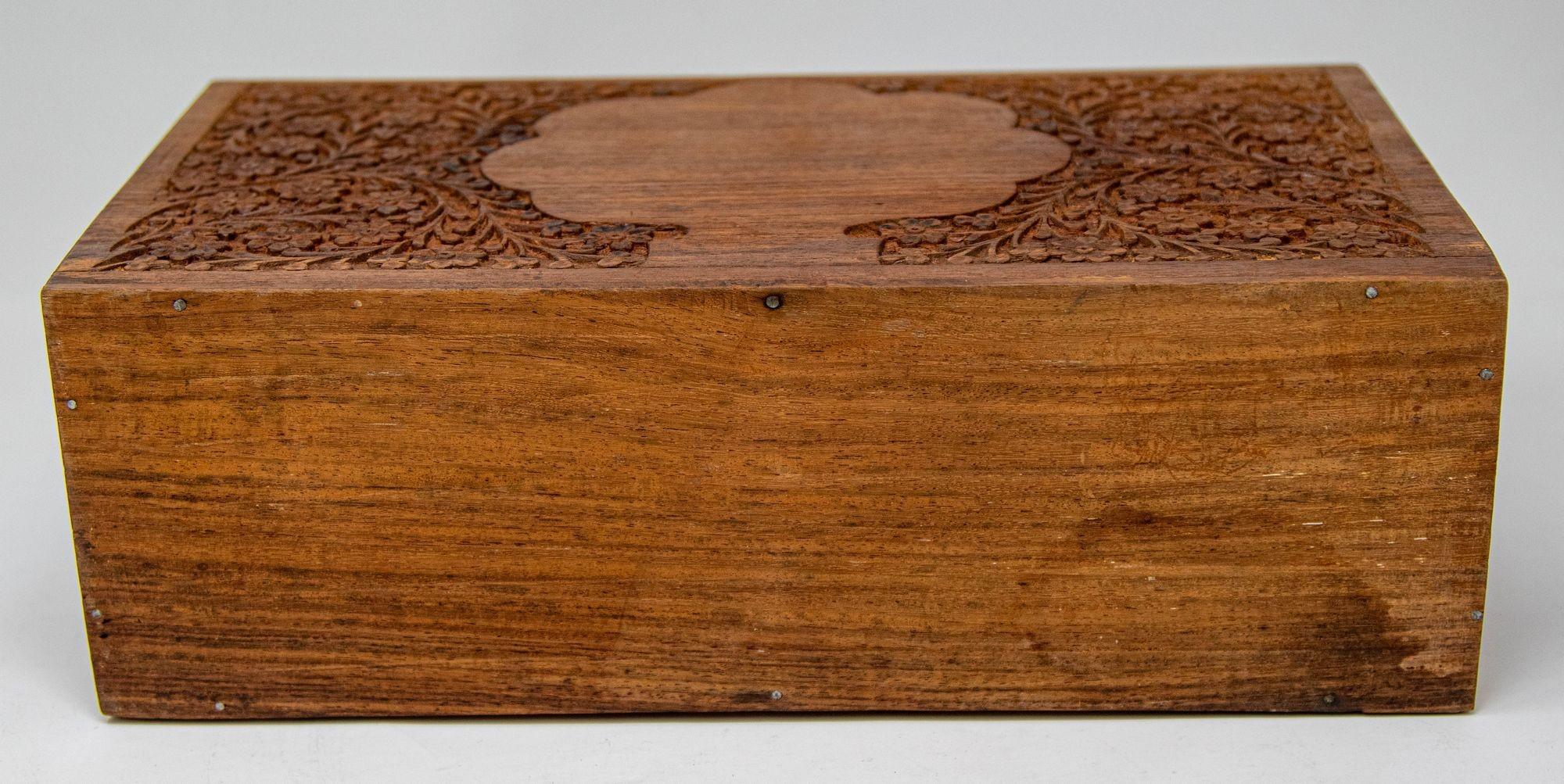 Anglo Indian Kashmiri Wood Carved Desk Letter Stationery Rack 4
