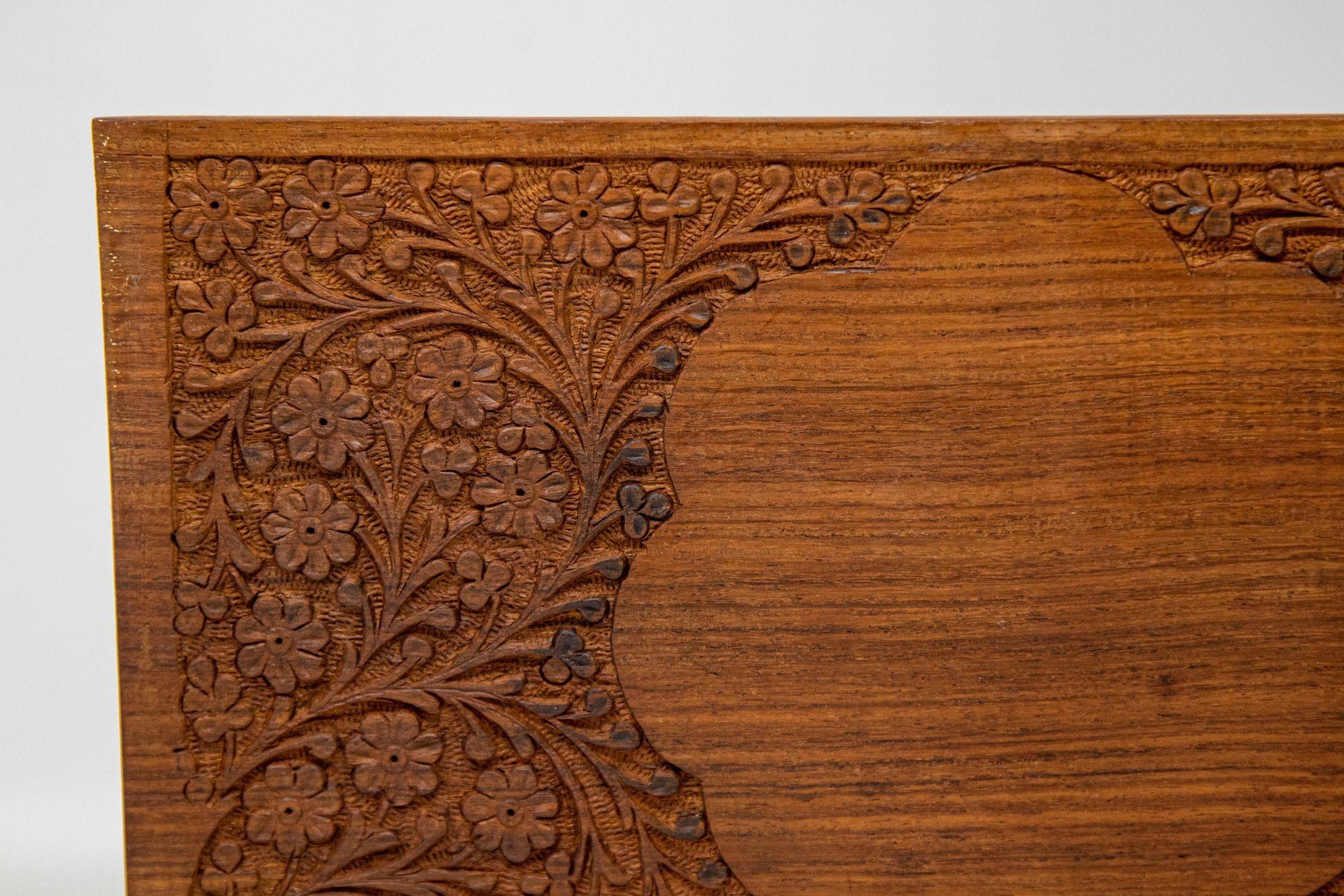 Anglo Indian Kashmiri Wood Carved Desk Letter Stationery Rack 2