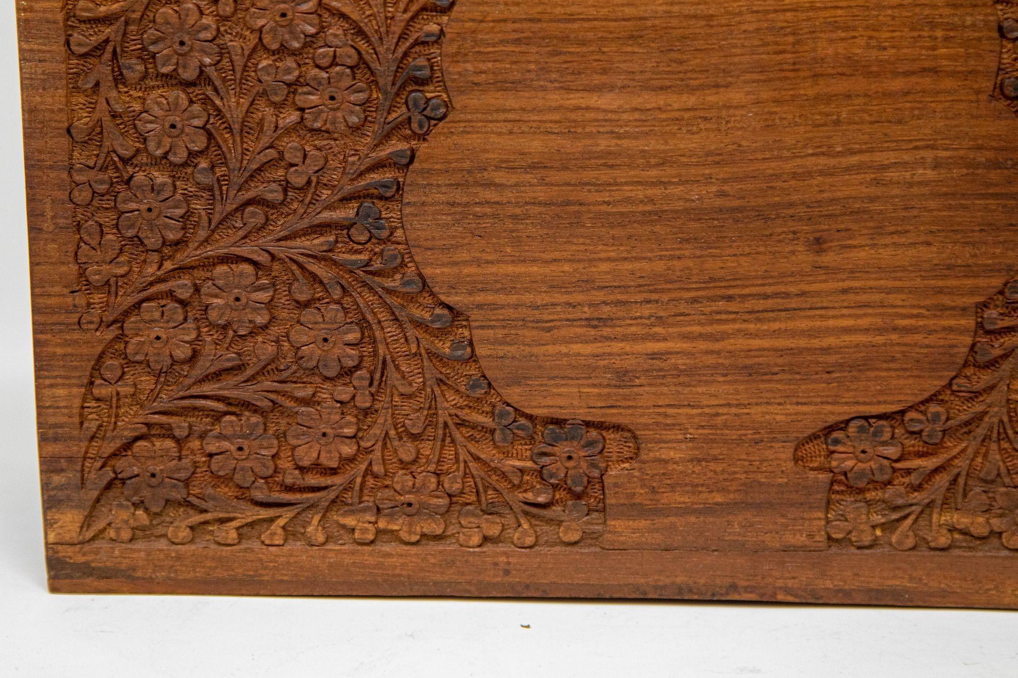 Anglo Indian Kashmiri Wood Carved Desk Letter Stationery Rack 3