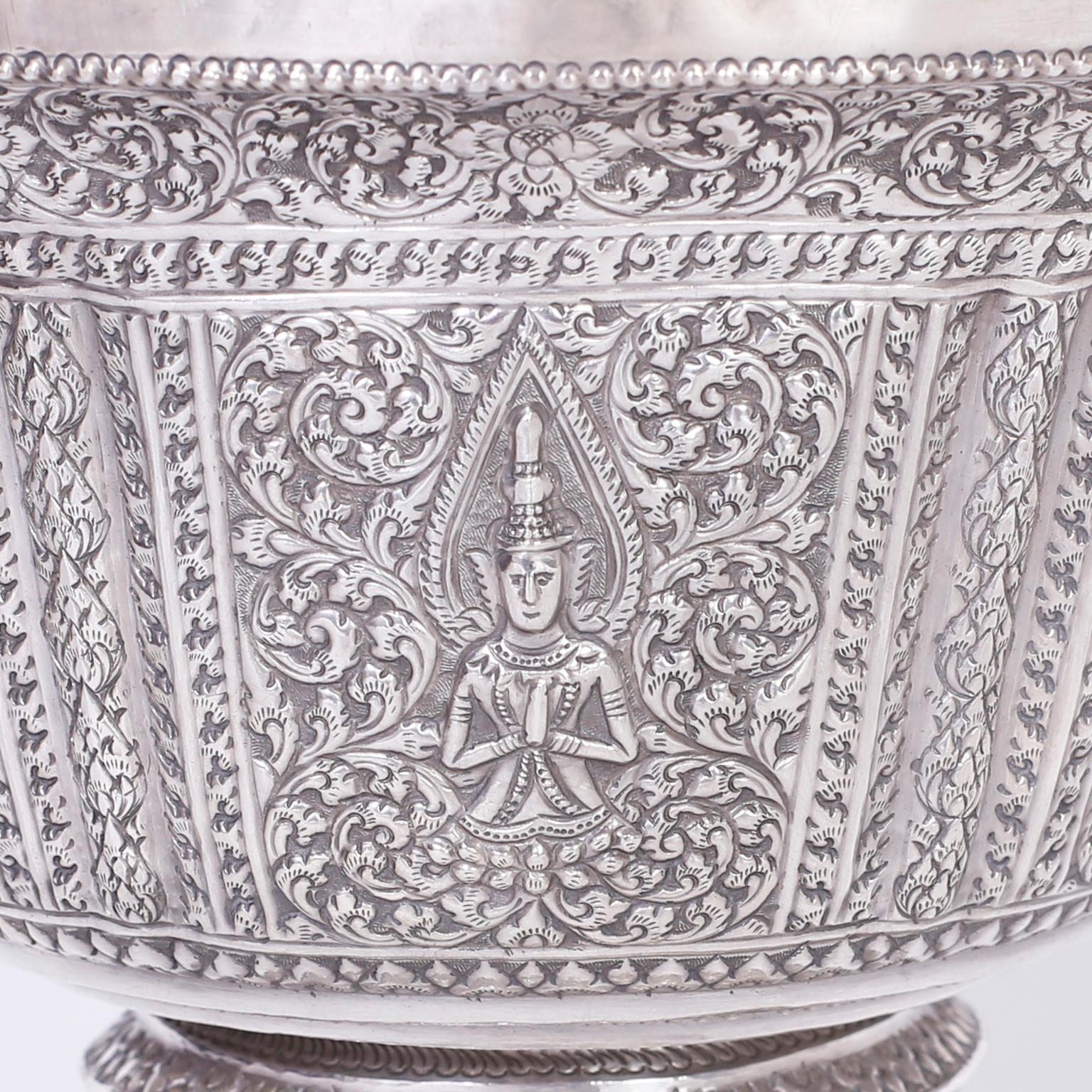 20th Century Anglo Indian Large Silver Footed Bowl
