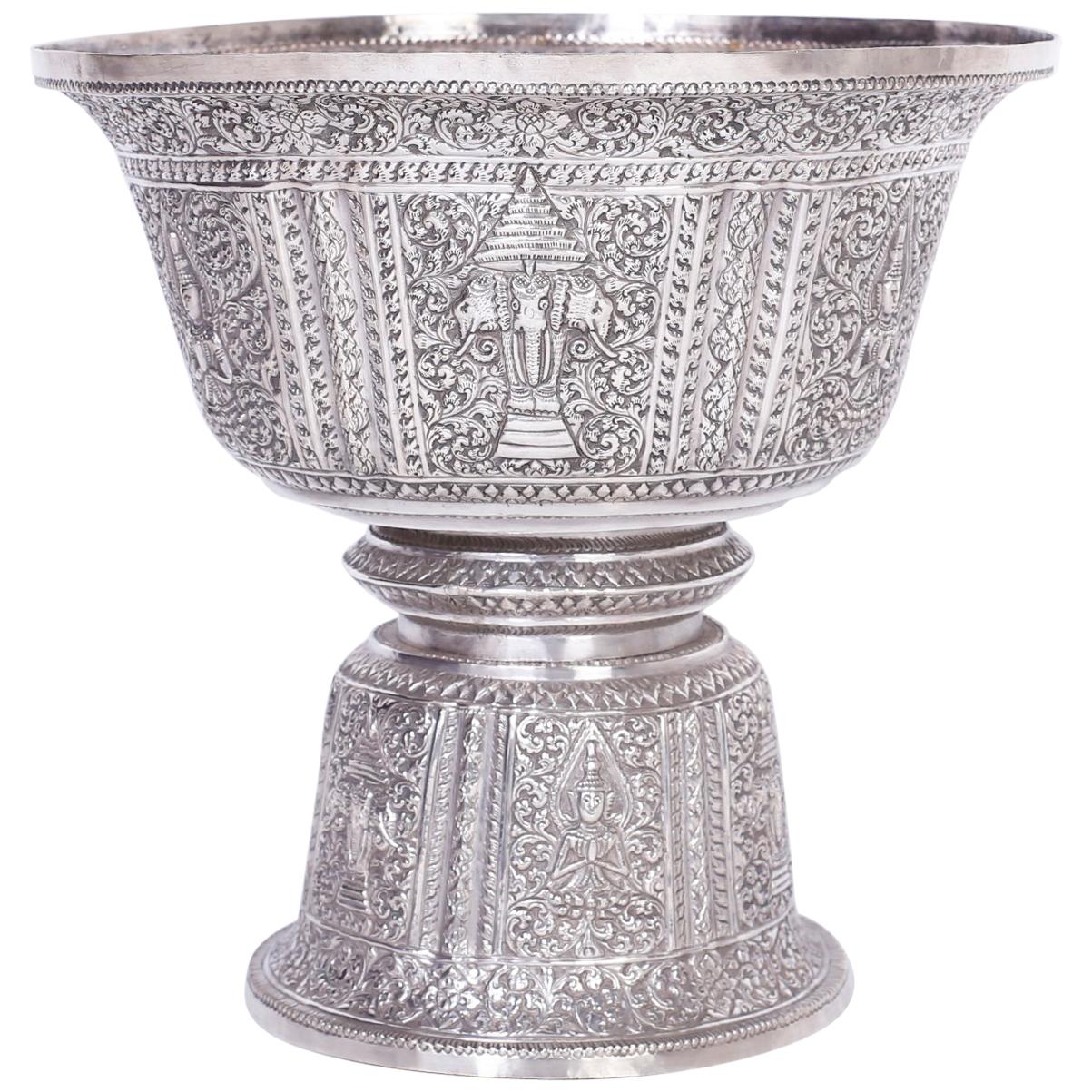 Anglo Indian Large Silver Footed Bowl