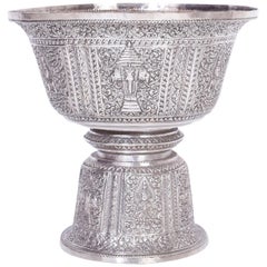 Anglo Indian Large Silver Footed Bowl