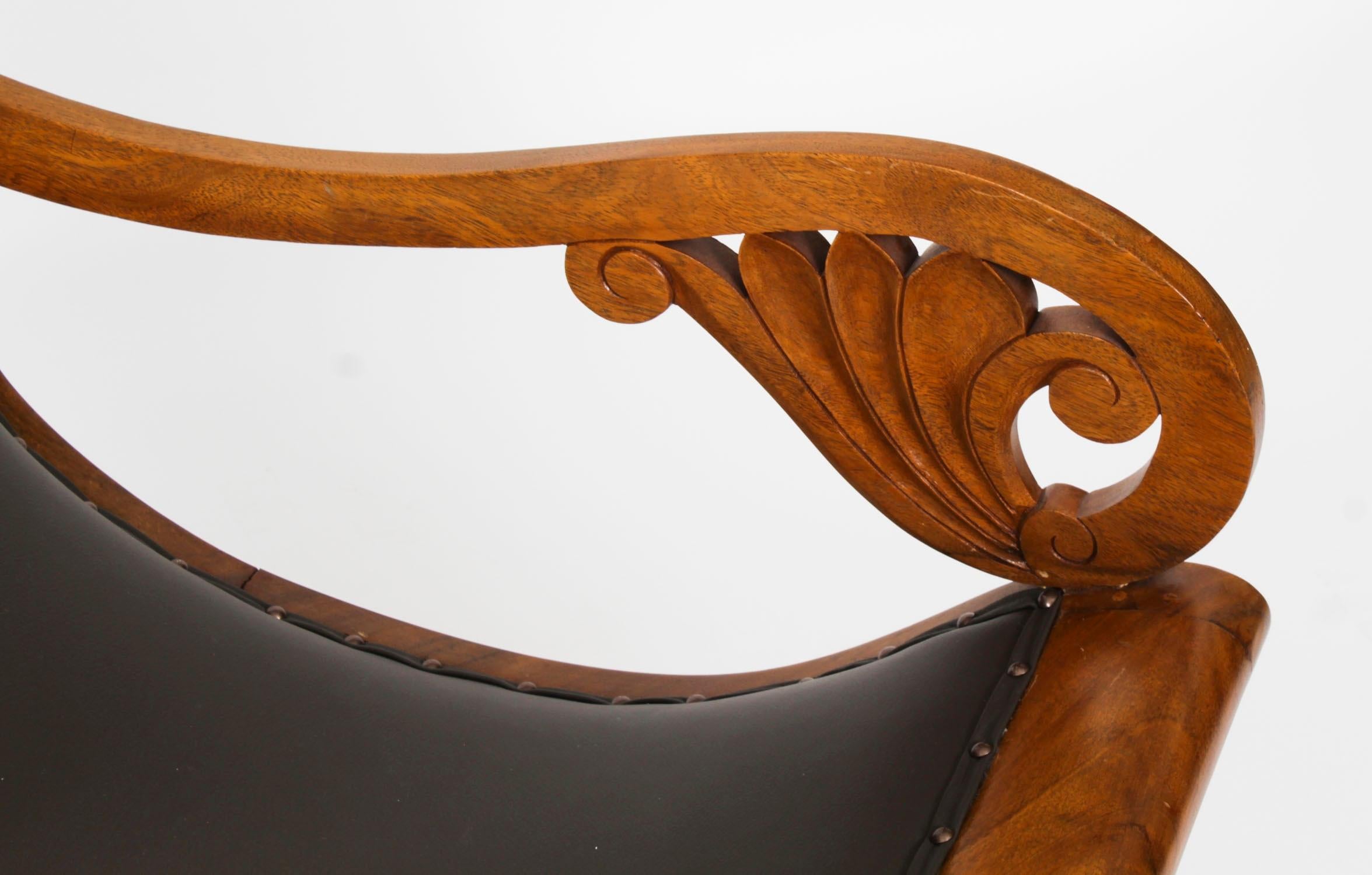 Anglo Indian Leder Teak Plantation Stuhl 19. Jahrhundert im Angebot 7
