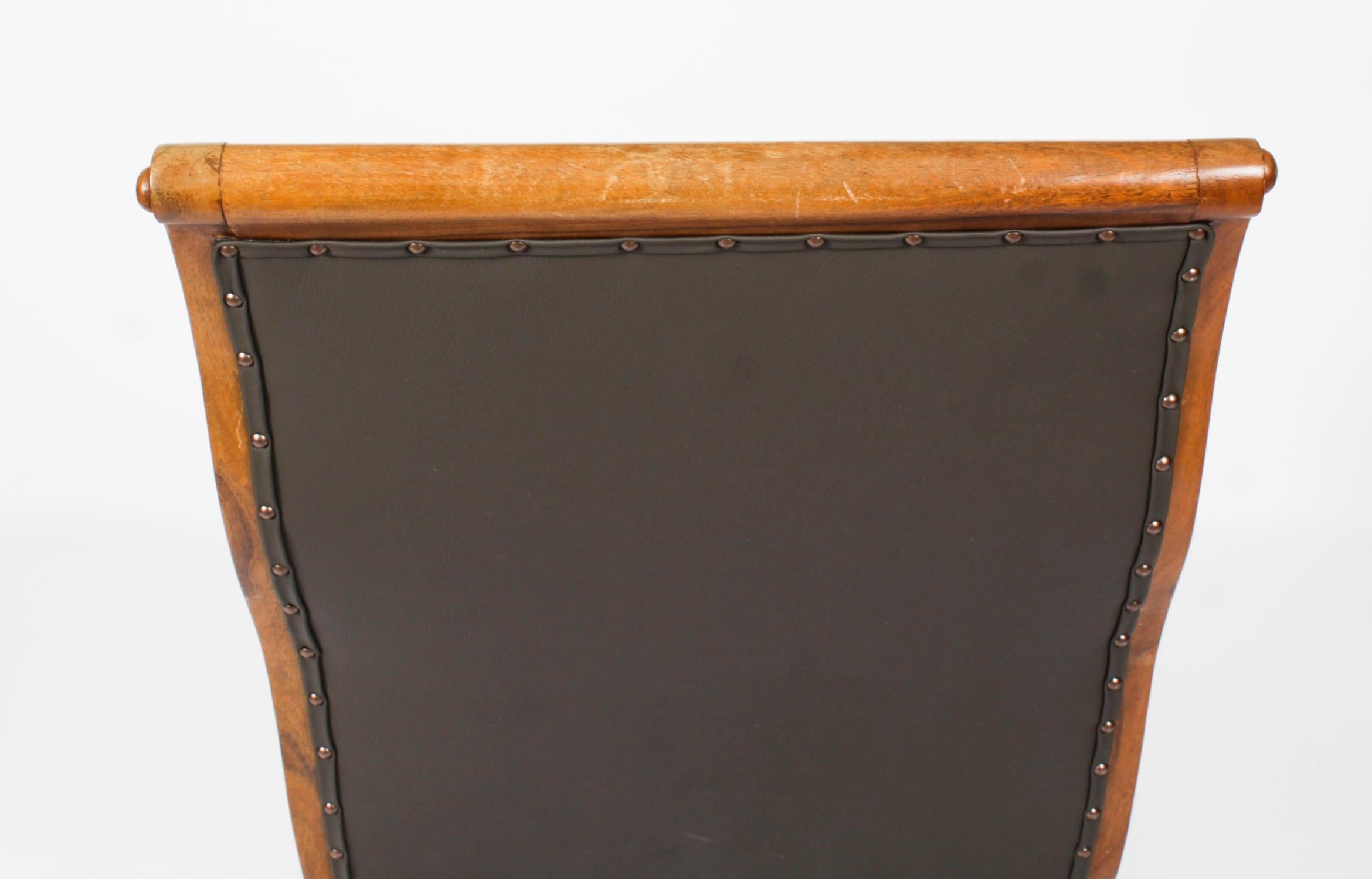Anglo Indian Leder Teak Plantation Stuhl 19. Jahrhundert im Angebot 9
