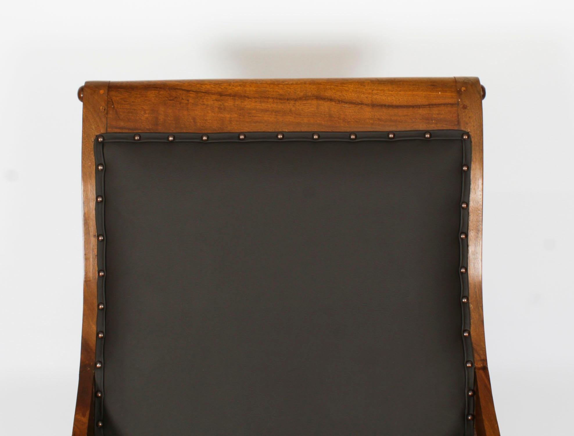 Anglo Indian Leder Teak Plantation Stuhl 19. Jahrhundert im Angebot 2