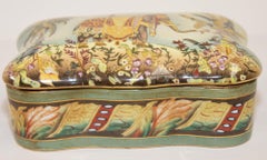 Anglo Indian Lidded Porcelain Box with Elephant Scene