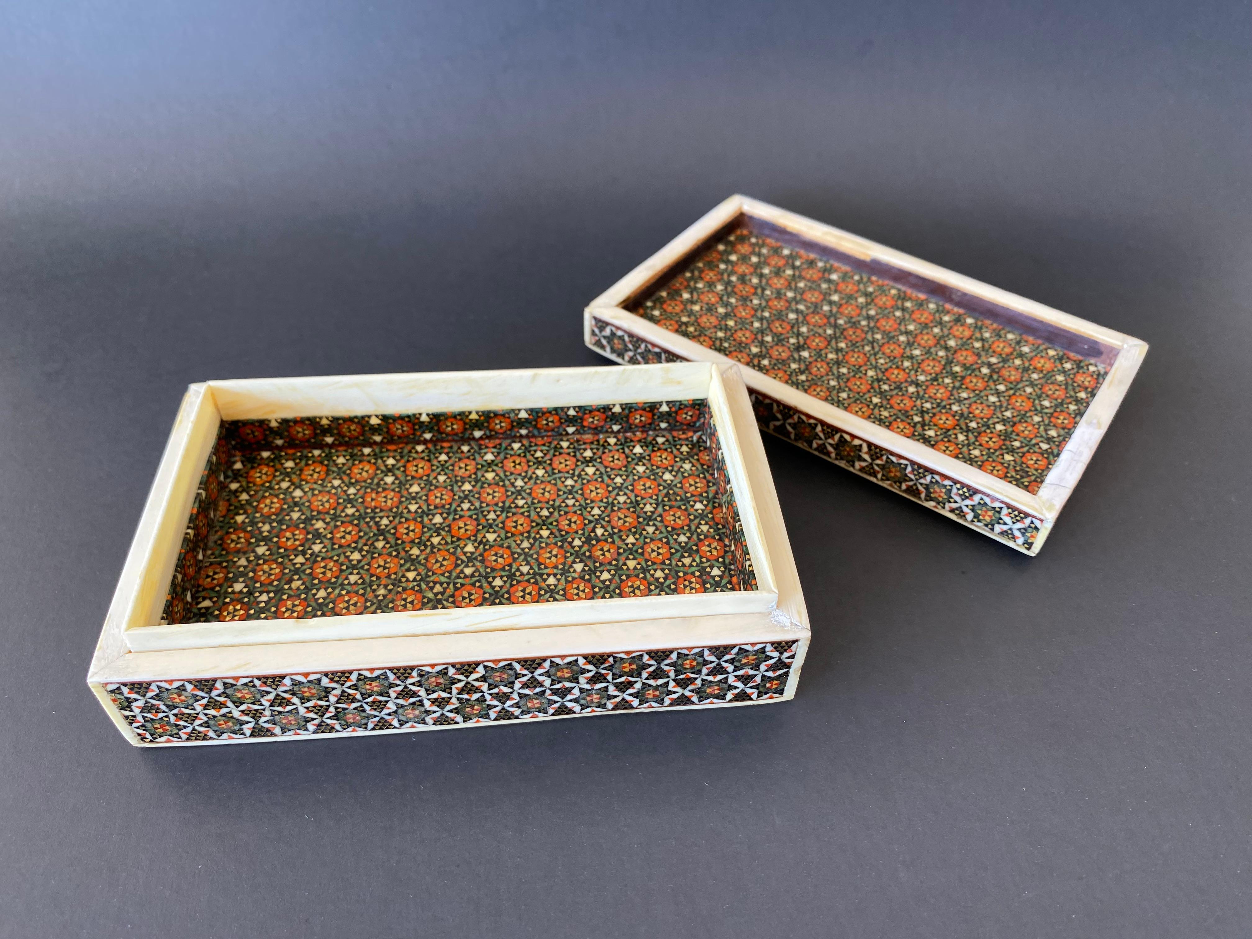 Boîte à bijoux anglo-indienne à micro-mosaïque incrustée en vente 2