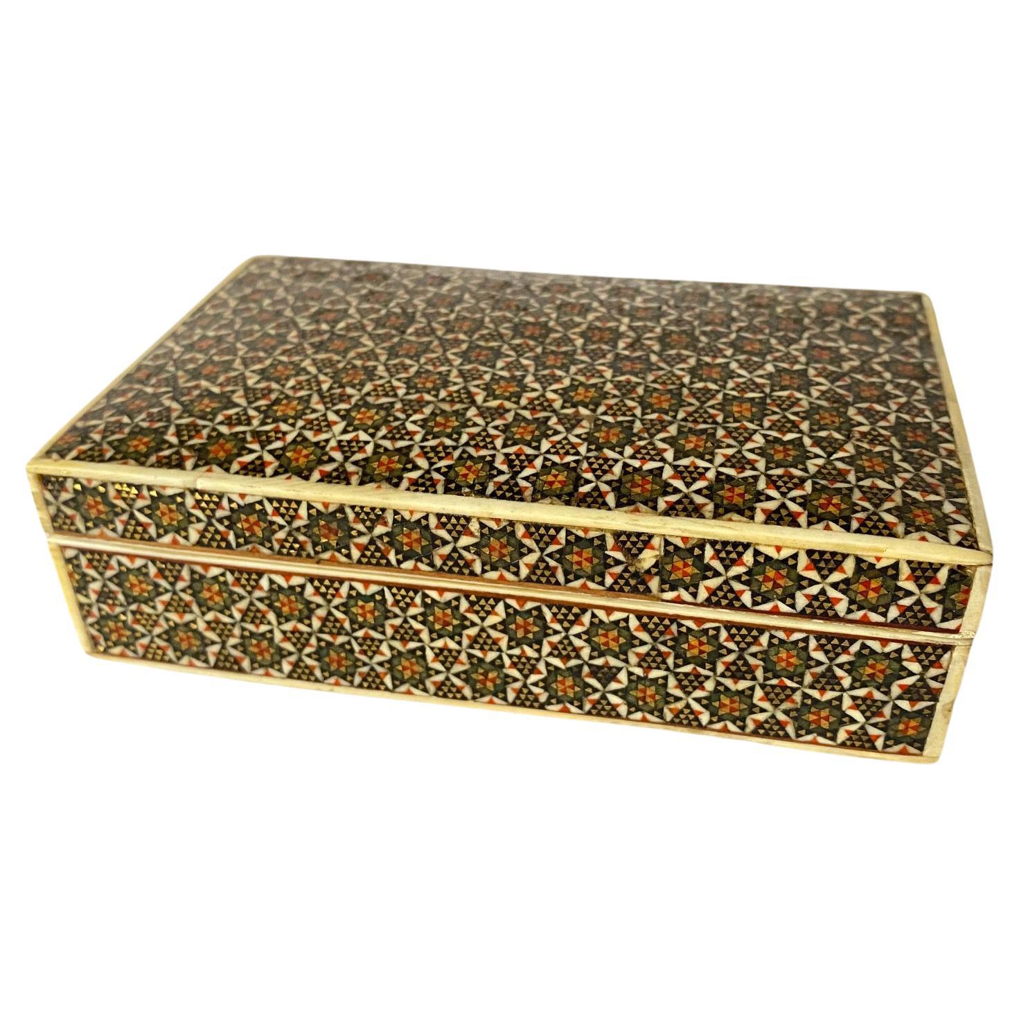 Anglo Indian Micro Mosaic Inlay Jewelry Box For Sale