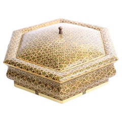 Anglo Indian Micro Sadeli Mosaic Inlaid Hexagonal Box