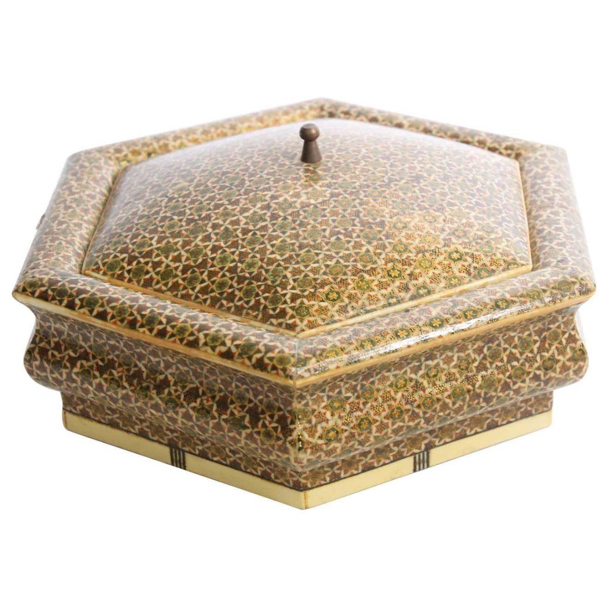Boîte hexagonale anglo-indienne incrustée de mosaïque Micro Sadeli en vente 7
