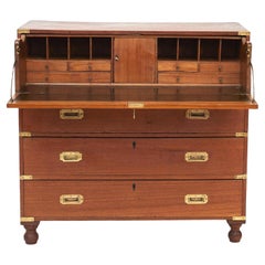 Anglo Indian Military Teak Chest of Drawers, 1860-1870
