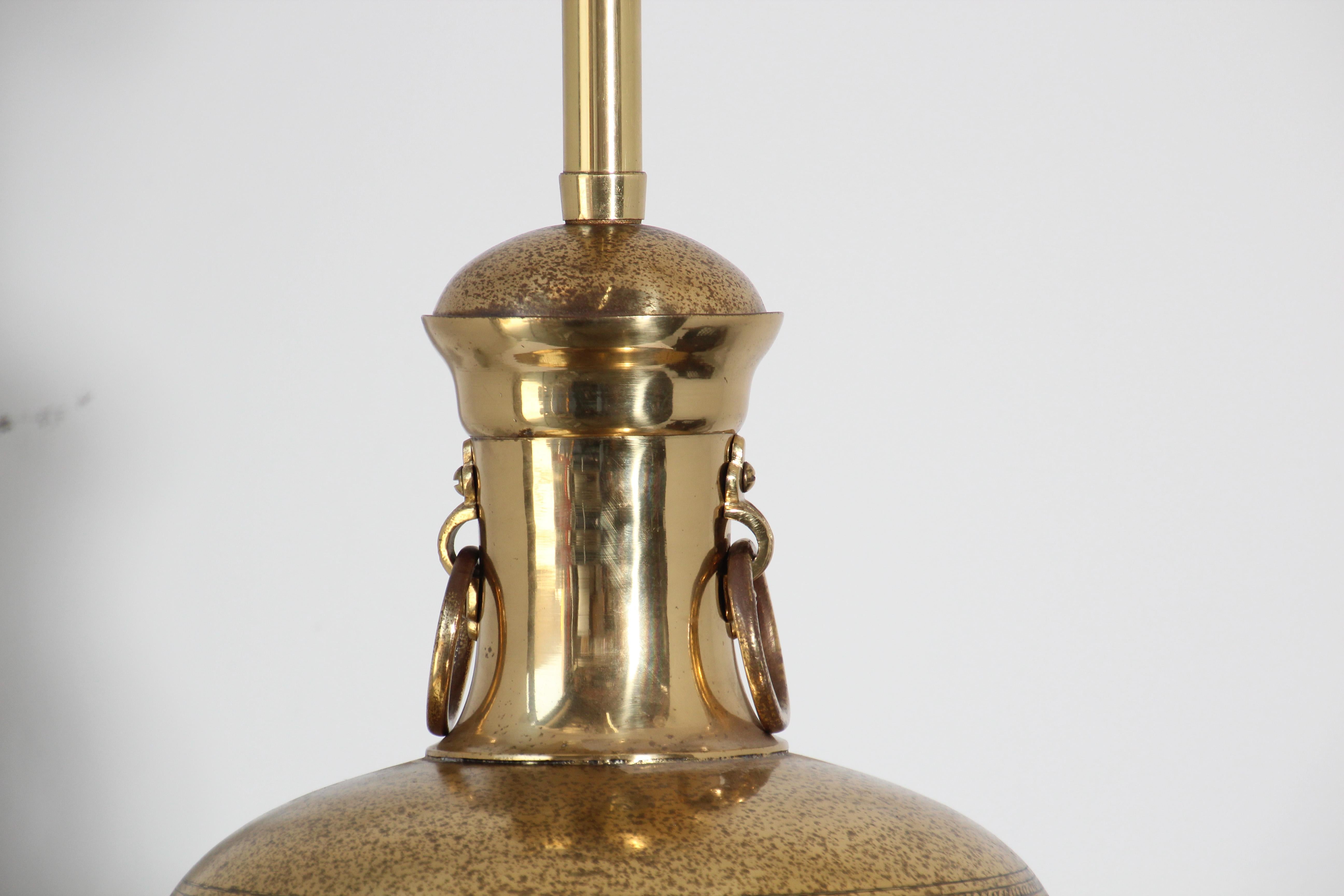 Embossed Anglo Indian Moorish Brass Table Lamp by Frederick Cooper For Sale