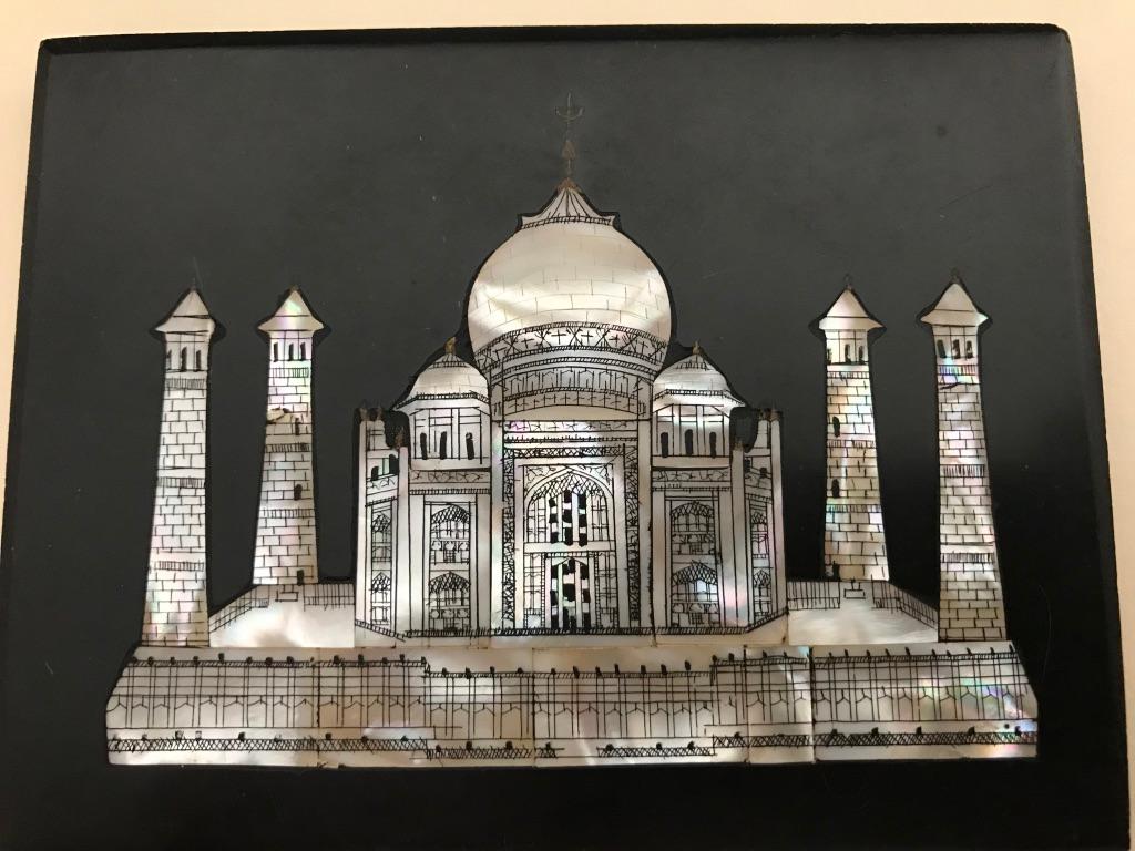 Mother-of-Pearl Anglo Indian Mother of Pearl and Black Marble Taj Mahal Paperweight