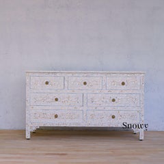 Anglo Indian Mother of Pearl Chest of Drawer Handcrafted by Artisanal