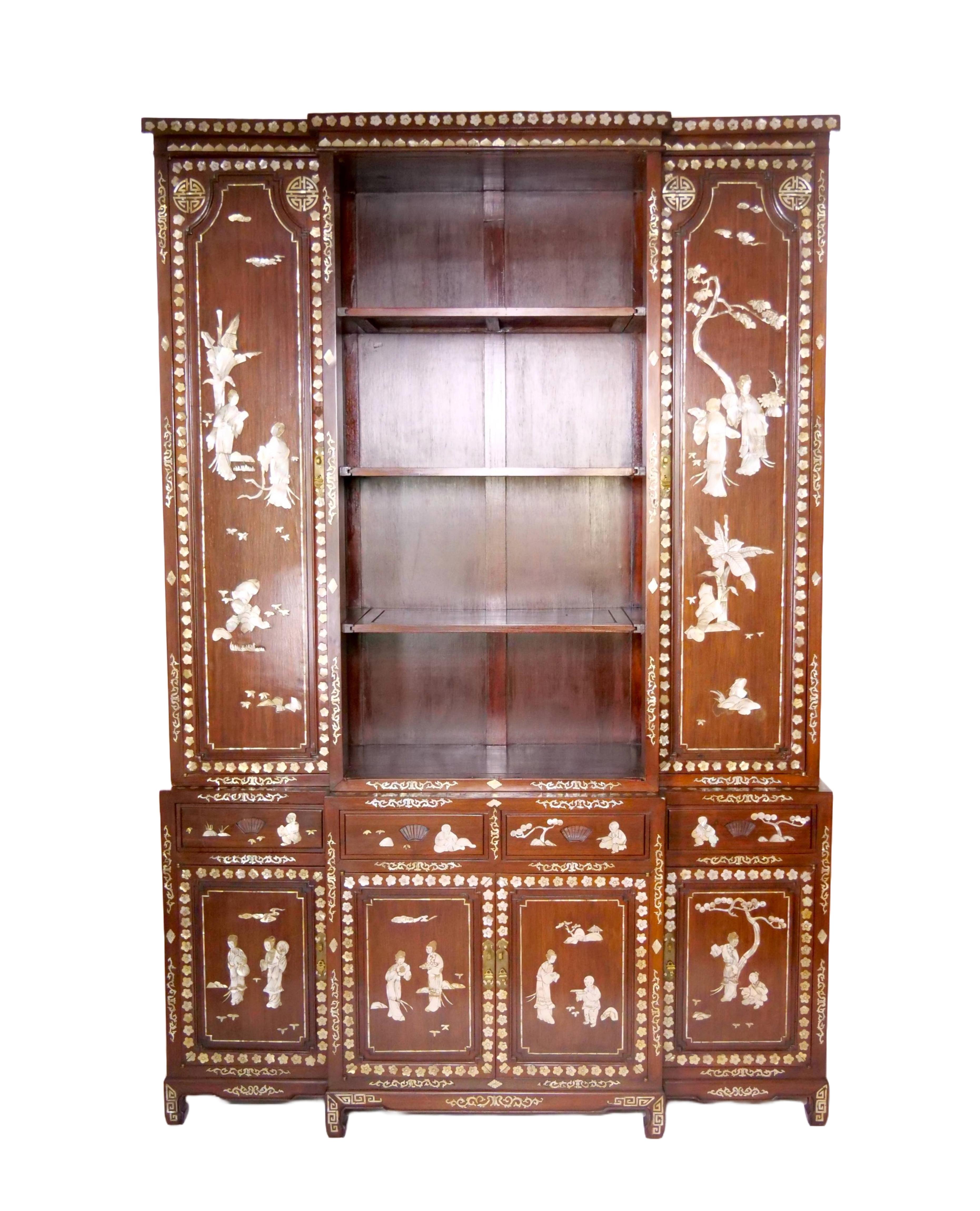 Anglo-Indian Mother-of-pearl Inlaid Bookcase / Display Cabinet  For Sale 6