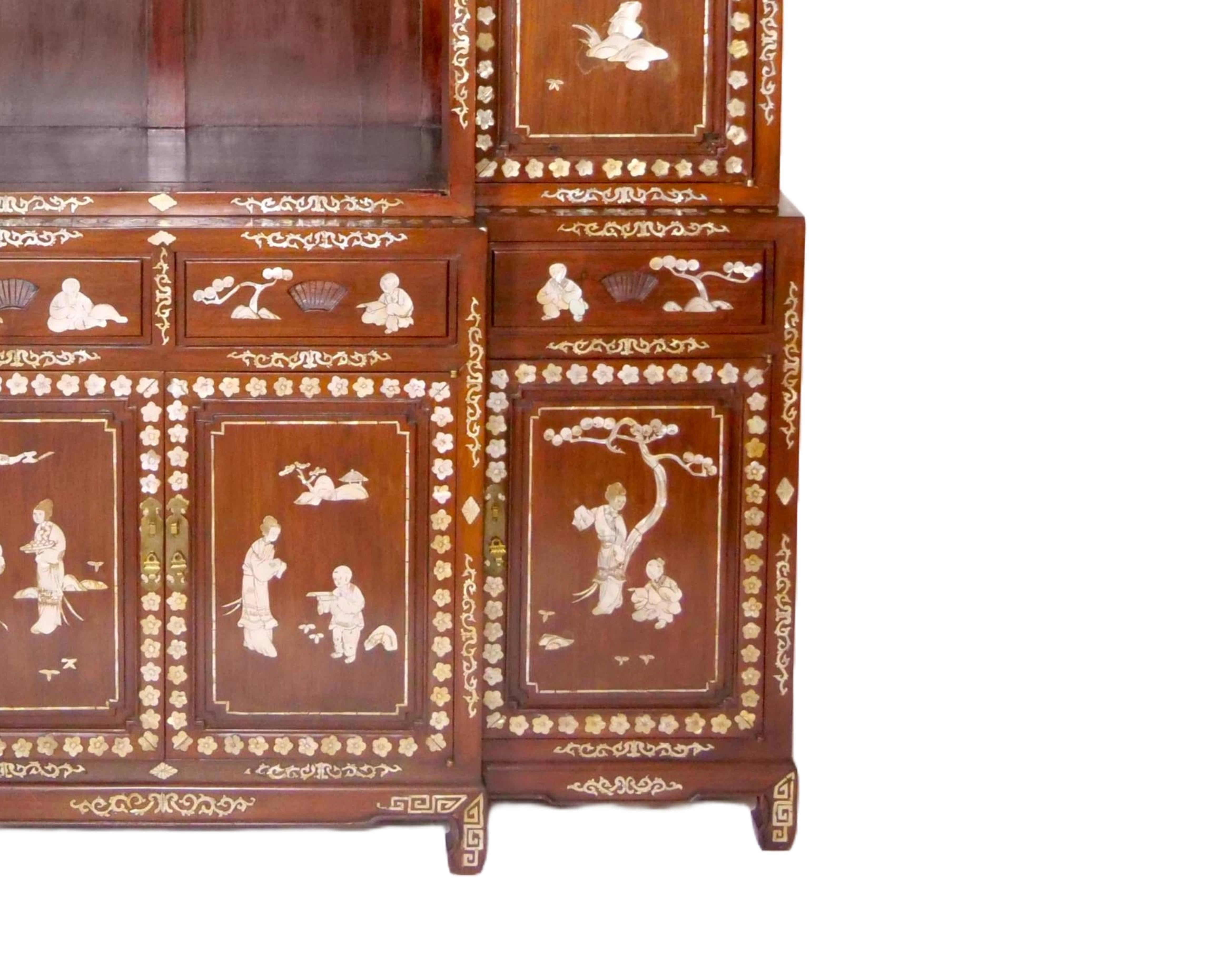 Anglo-Indian Mother-of-pearl Inlaid Bookcase / Display Cabinet  For Sale 7