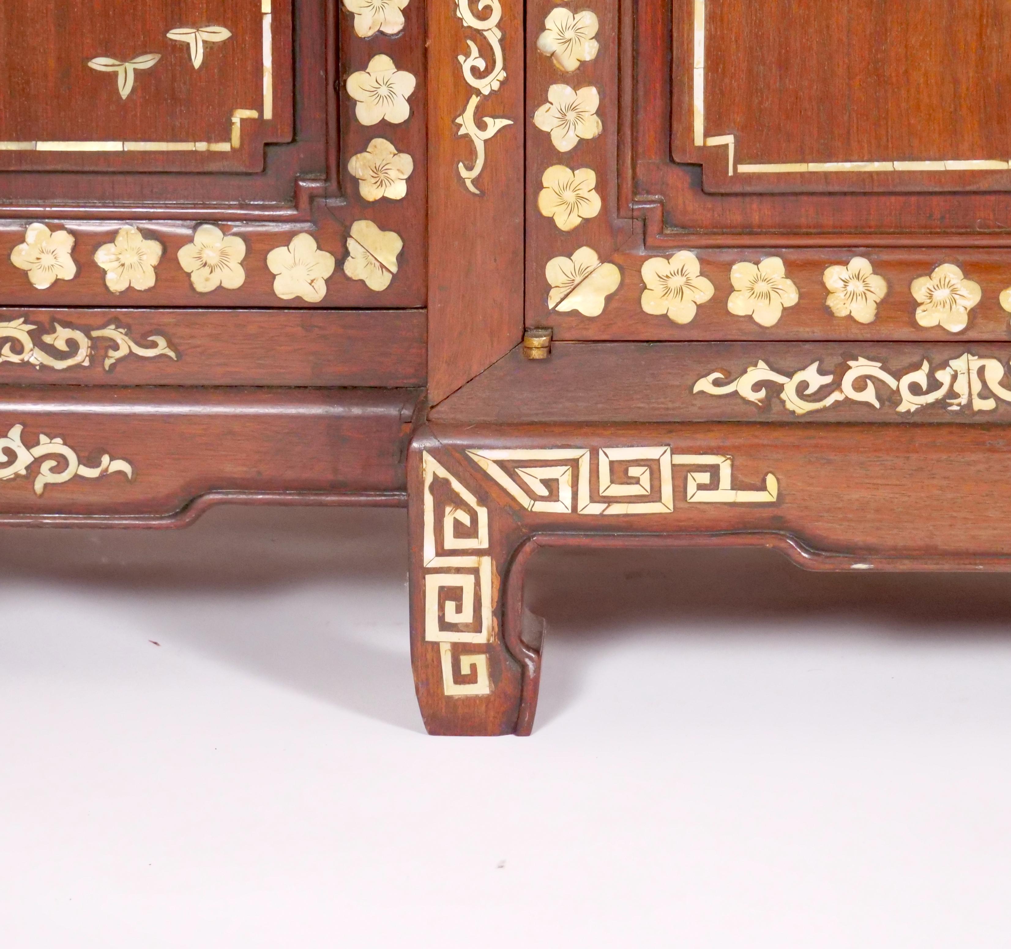 20th Century Anglo-Indian Mother-of-pearl Inlaid Bookcase / Display Cabinet  For Sale