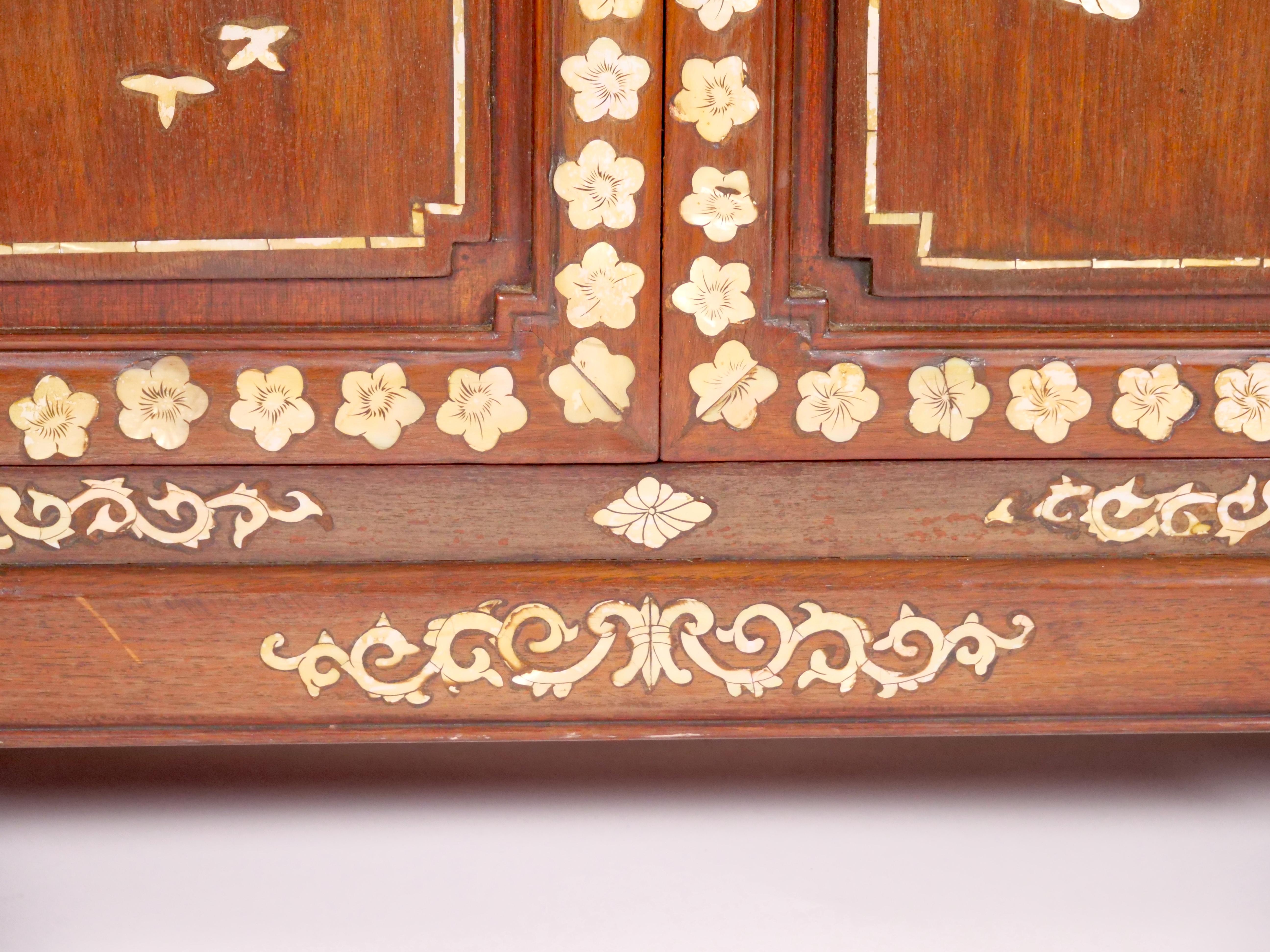 Mother-of-Pearl Anglo-Indian Mother-of-pearl Inlaid Bookcase / Display Cabinet For Sale