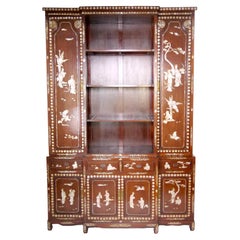 Anglo-Indian Mother-of-pearl Inlaid Bookcase / Display Cabinet 