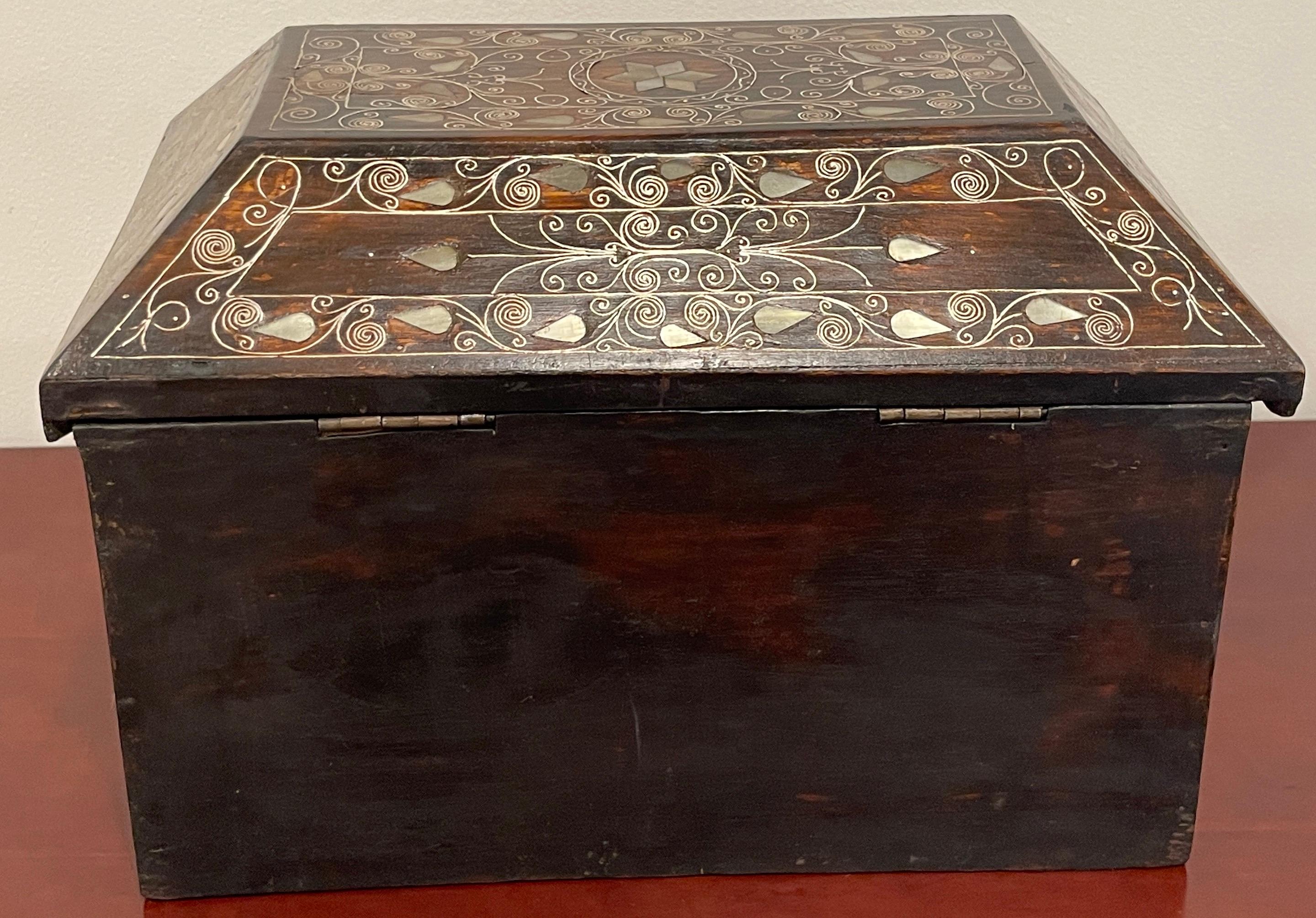 Anglo-Indian Mother of Pearl Inlaid Trunk/Box  1