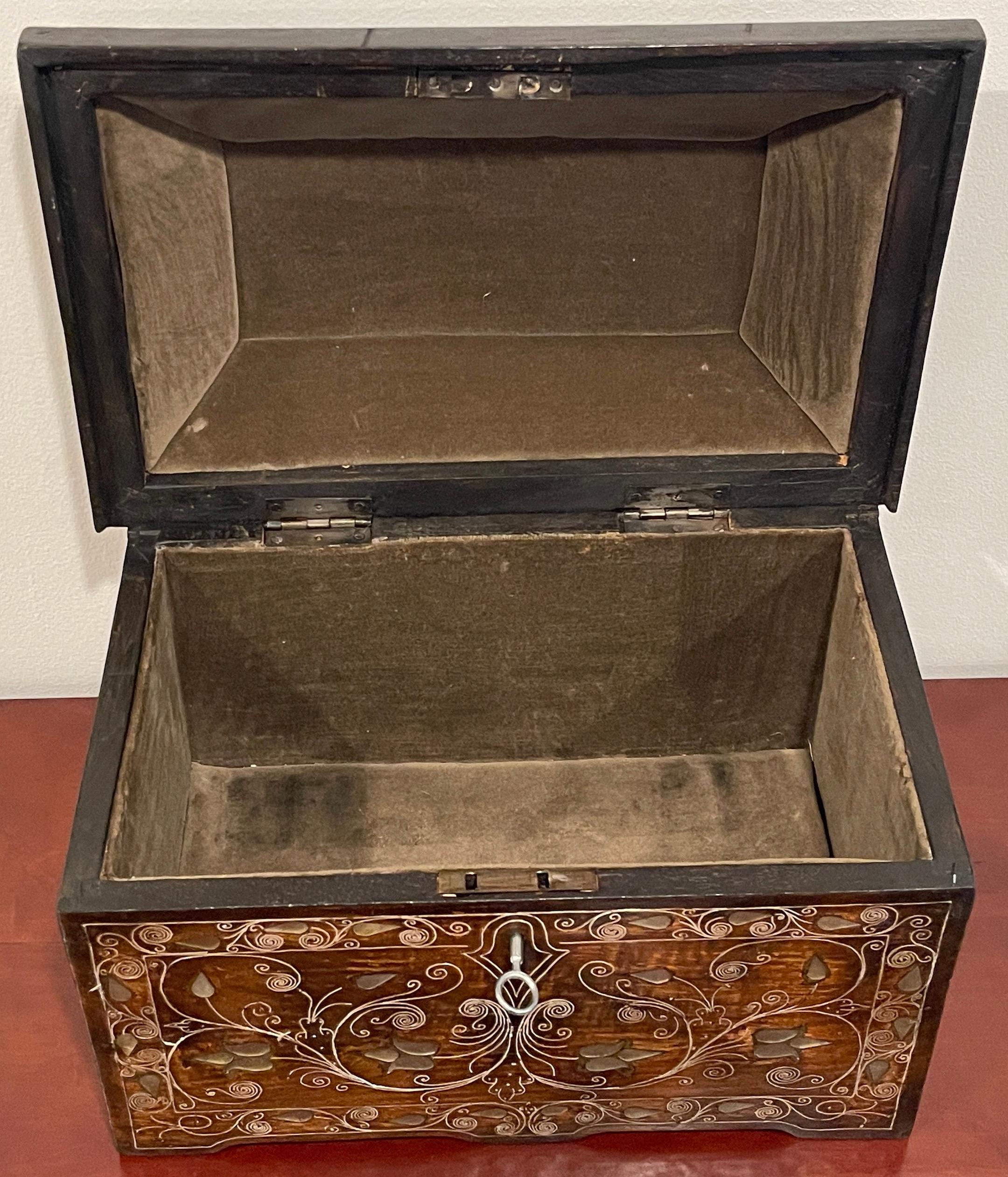 Anglo-Indian Mother of Pearl Inlaid Trunk/Box  In Good Condition In West Palm Beach, FL