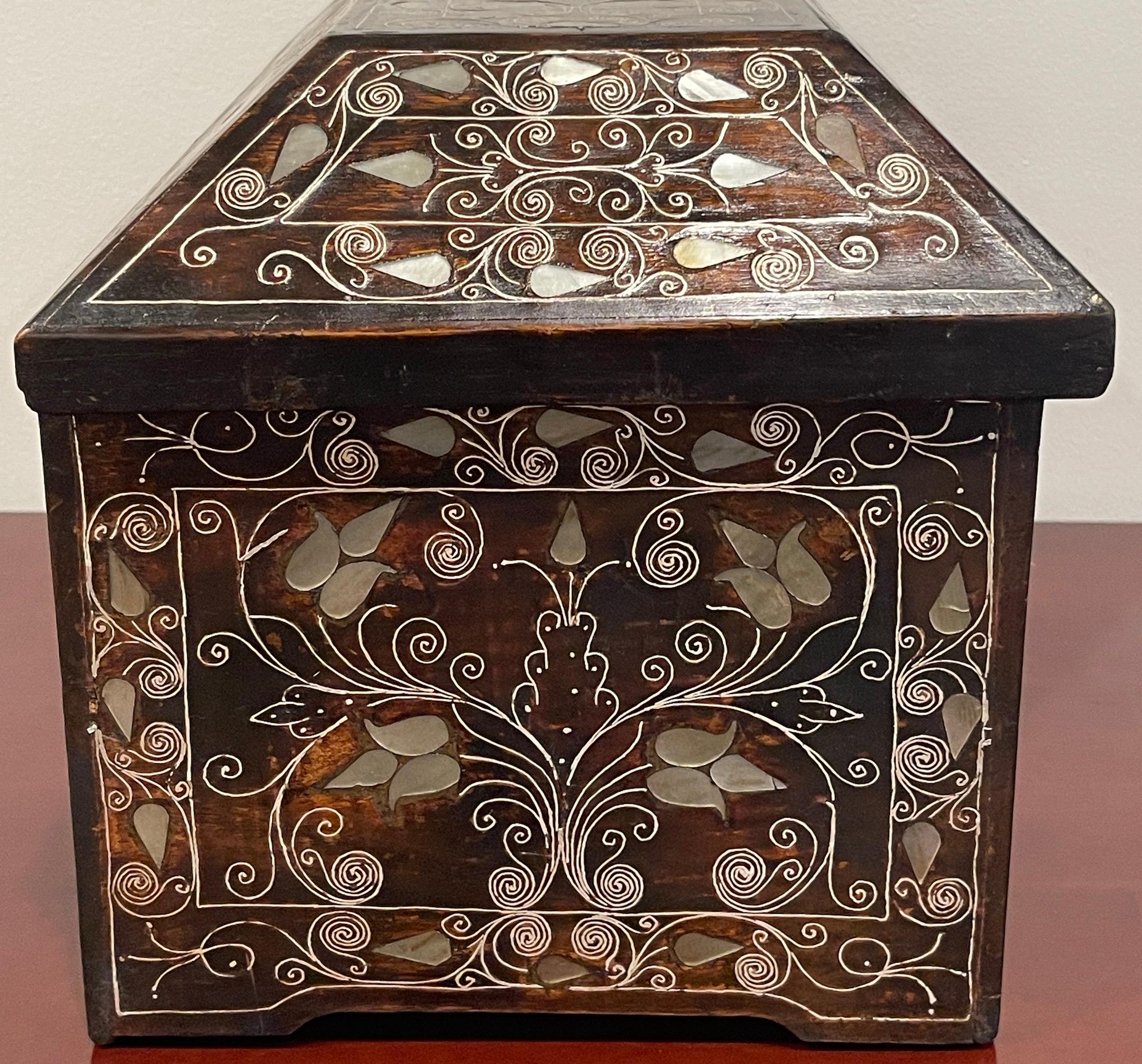 19th Century Anglo-Indian Mother of Pearl Inlaid Trunk/Box 