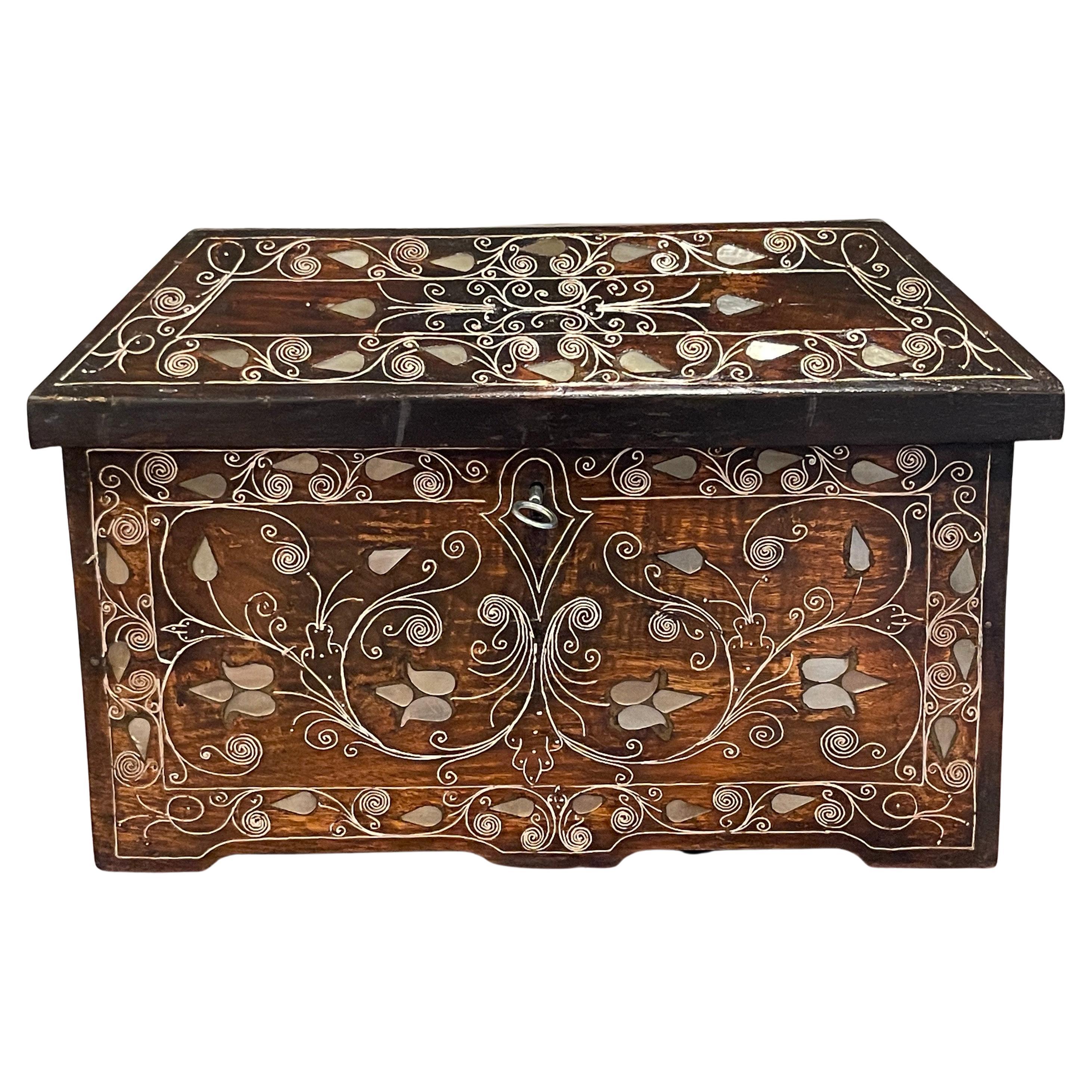 Anglo-Indian Mother of Pearl Inlaid Trunk/Box 