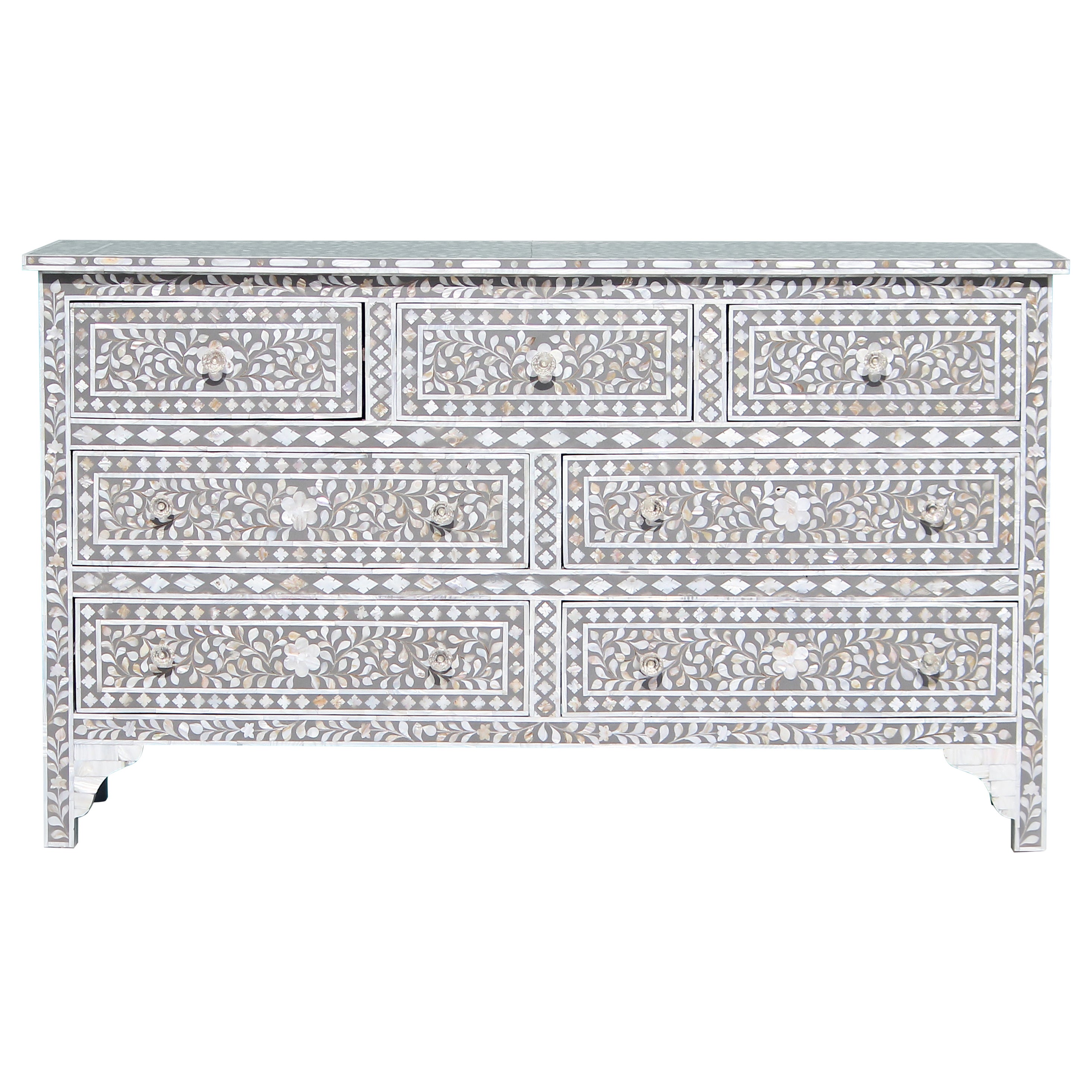 Anglo Indian Mother of pearl Inlay Seven Drawer Dressers
