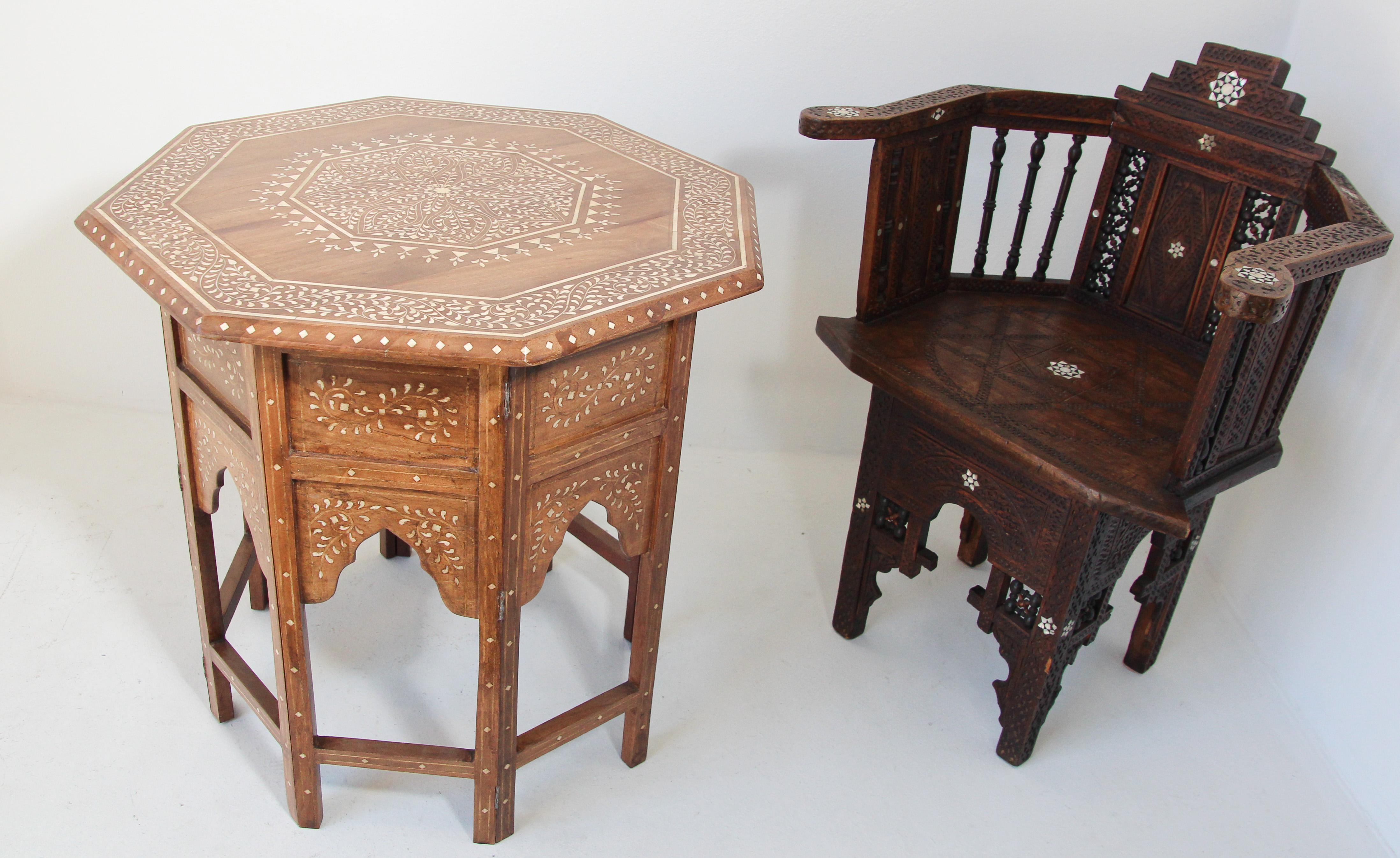 Anglo-Indian Mughal Octagonal Moorish Table with Inlay 11