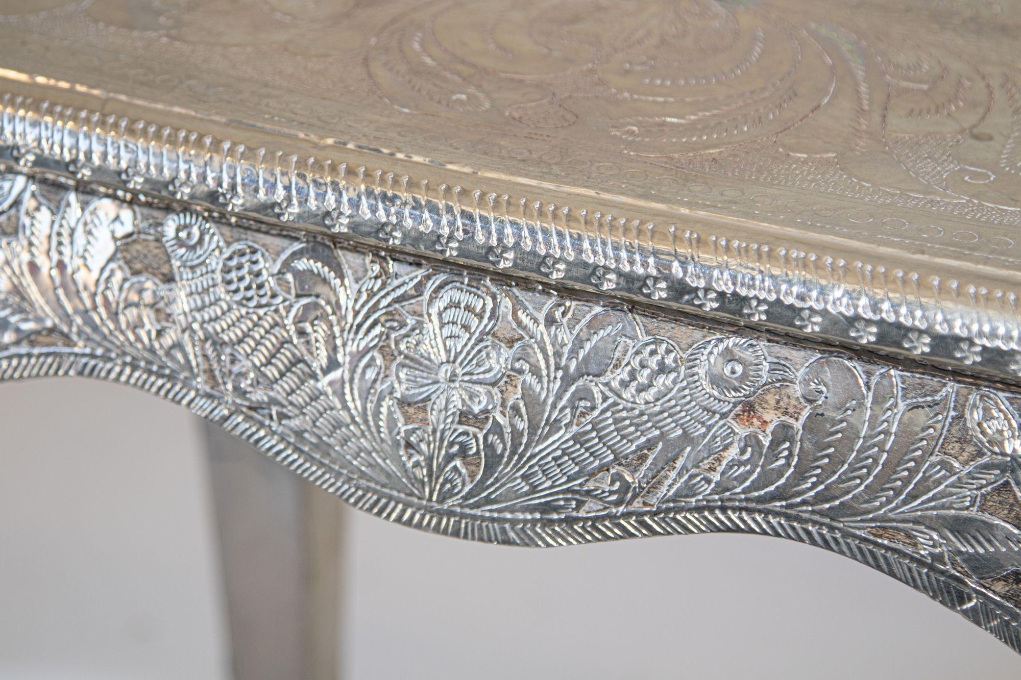 Anglo Indian Night Stand Silver Clad a Pair 6