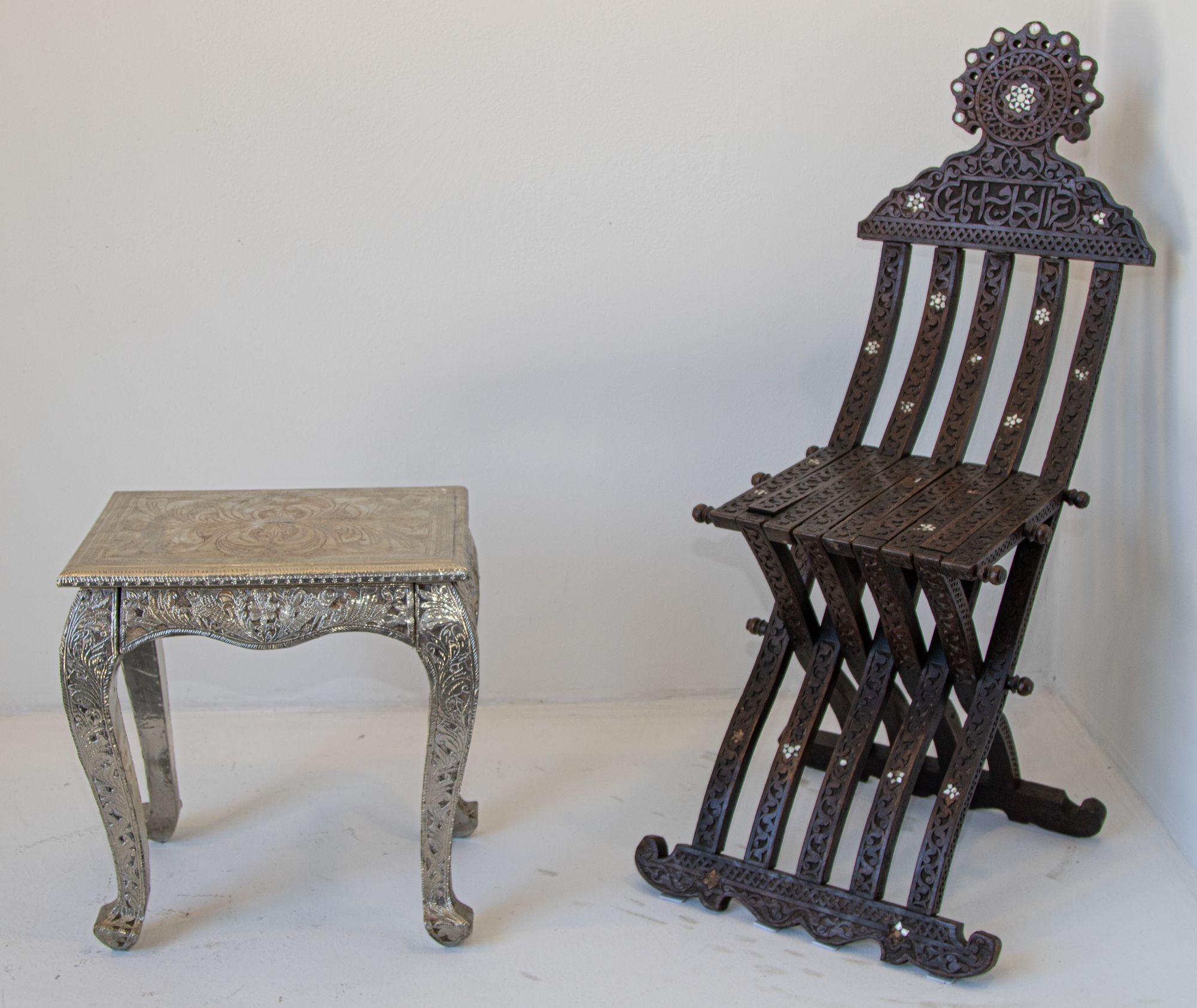 Anglo Indian Night Stand Silver Clad a Pair 8