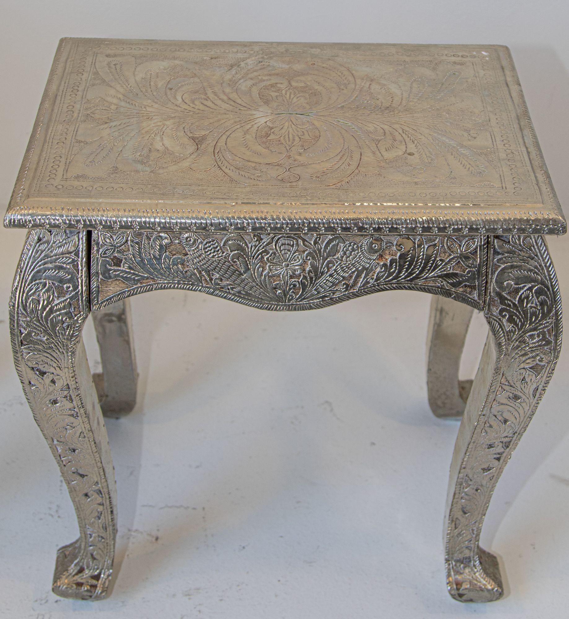 Anglo-Indian Anglo Indian Night Stand Silver Clad a Pair