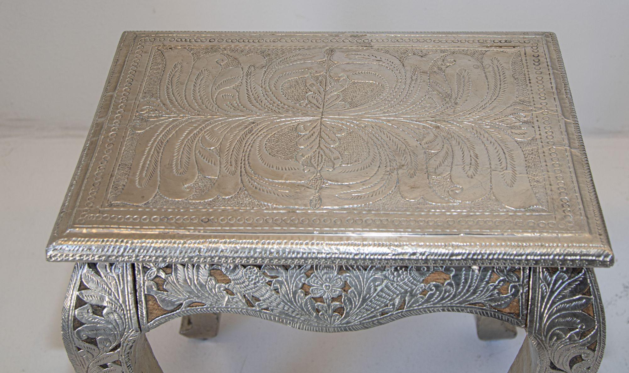 20th Century Anglo Indian Night Stand Silver Clad a Pair