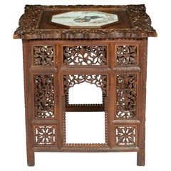 Anglo-Indian Occasional Table with Porcelain Panel, India circa 1890