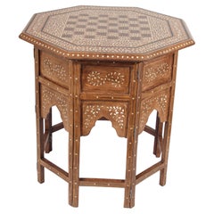 Anglo-Indian Octagonal Mughal Moorish Chess Game Table with Inlay India