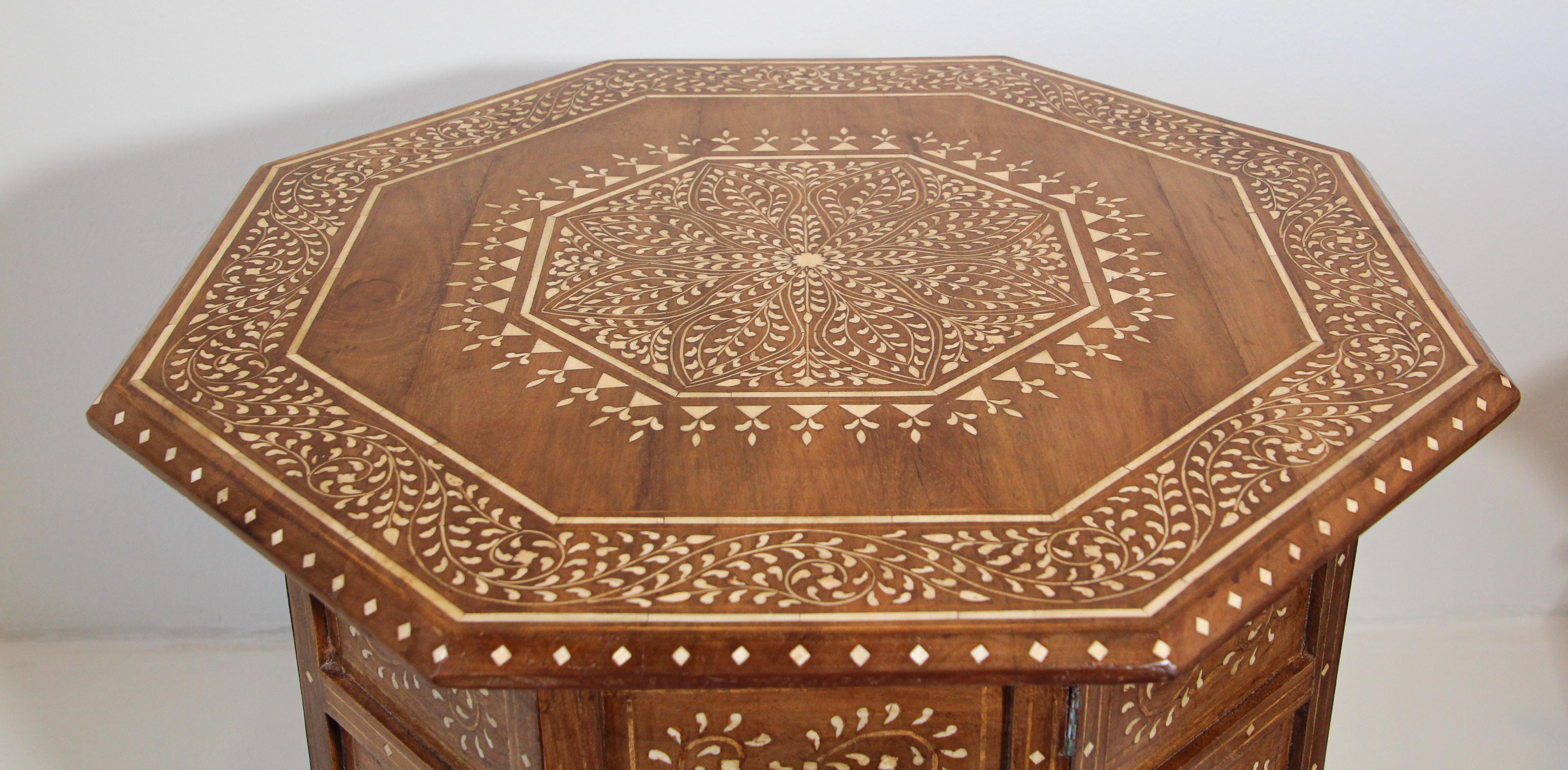 Anglo-Indian Octagonal Mughal Moorish Table with Inlay India 6