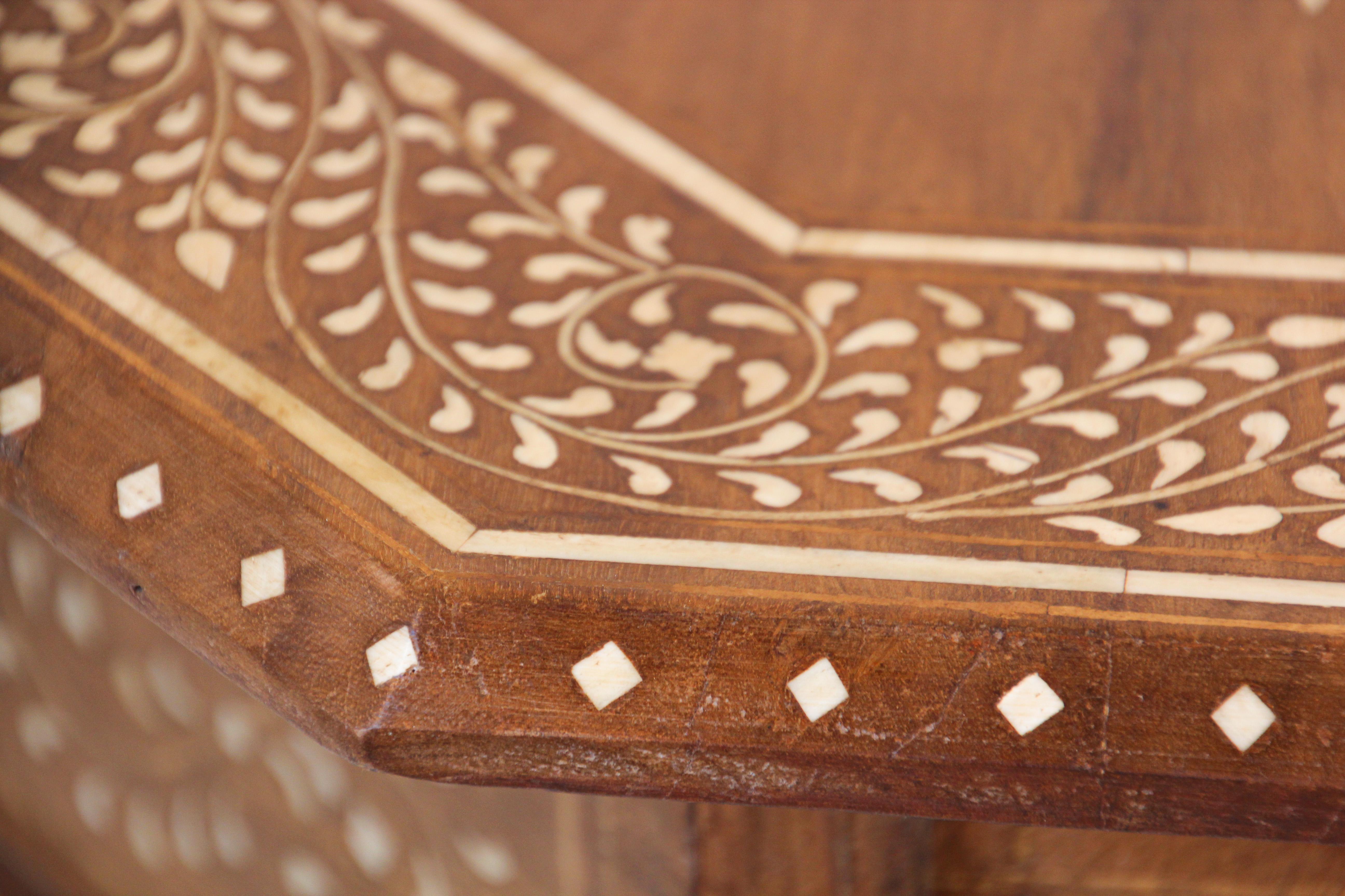 Anglo-Indian Octagonal Mughal Moorish Table with Inlay India 8