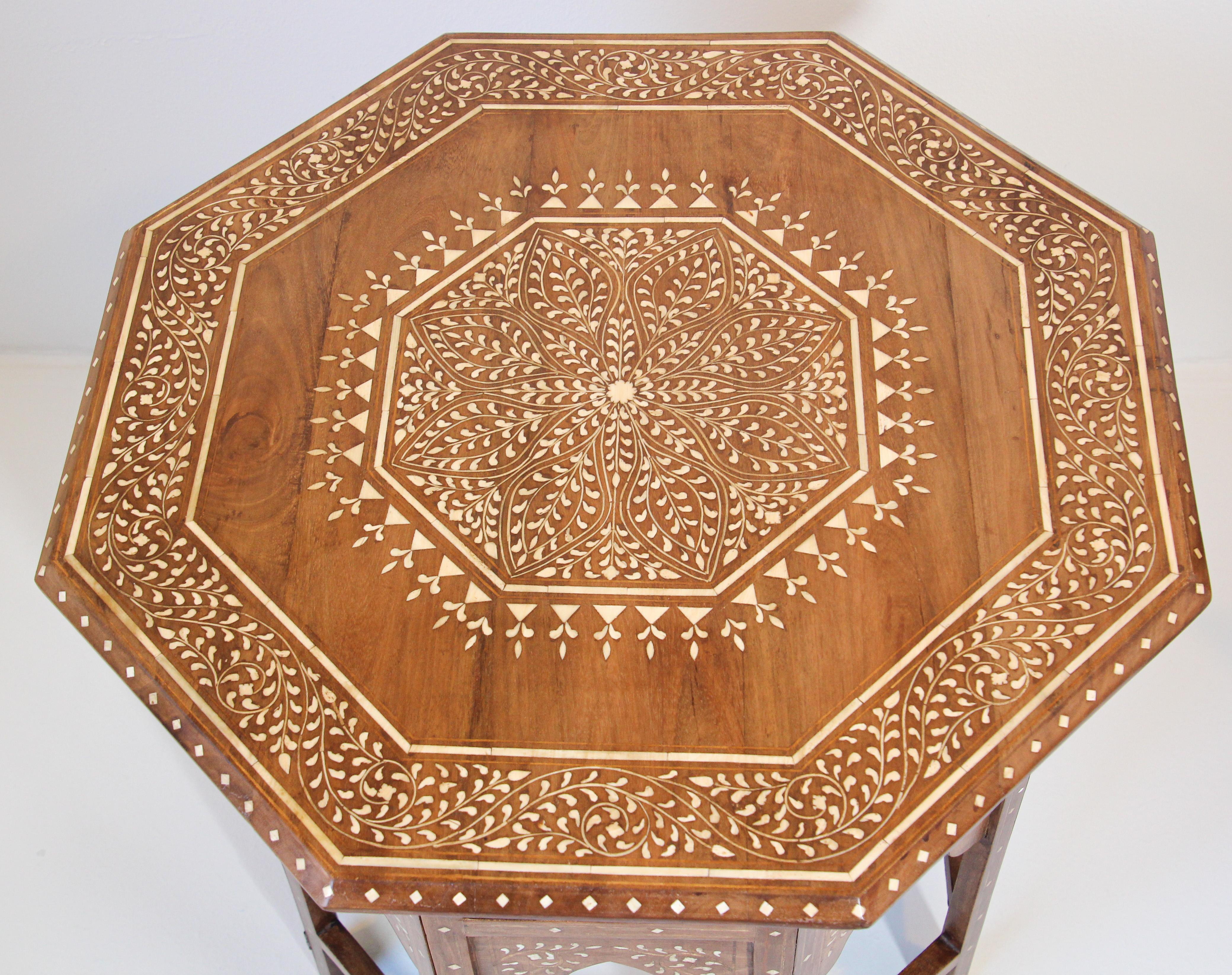 Anglo-Indian Octagonal Mughal Moorish Table with Inlay India 10