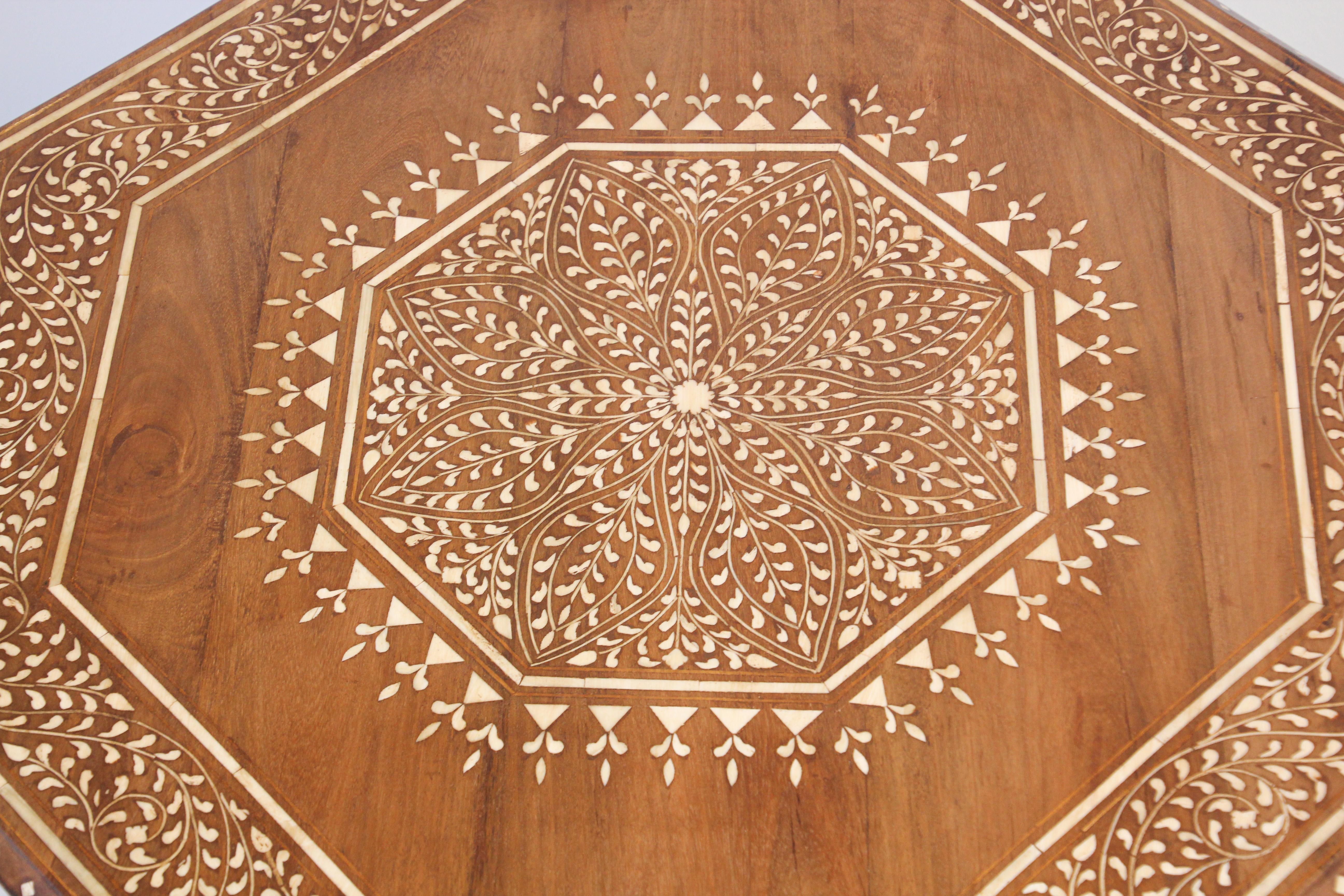 Anglo-Indian Octagonal Mughal Moorish Table with Inlay India 11
