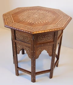 Anglo-Indian Octagonal Mughal Moorish Table with Inlay India